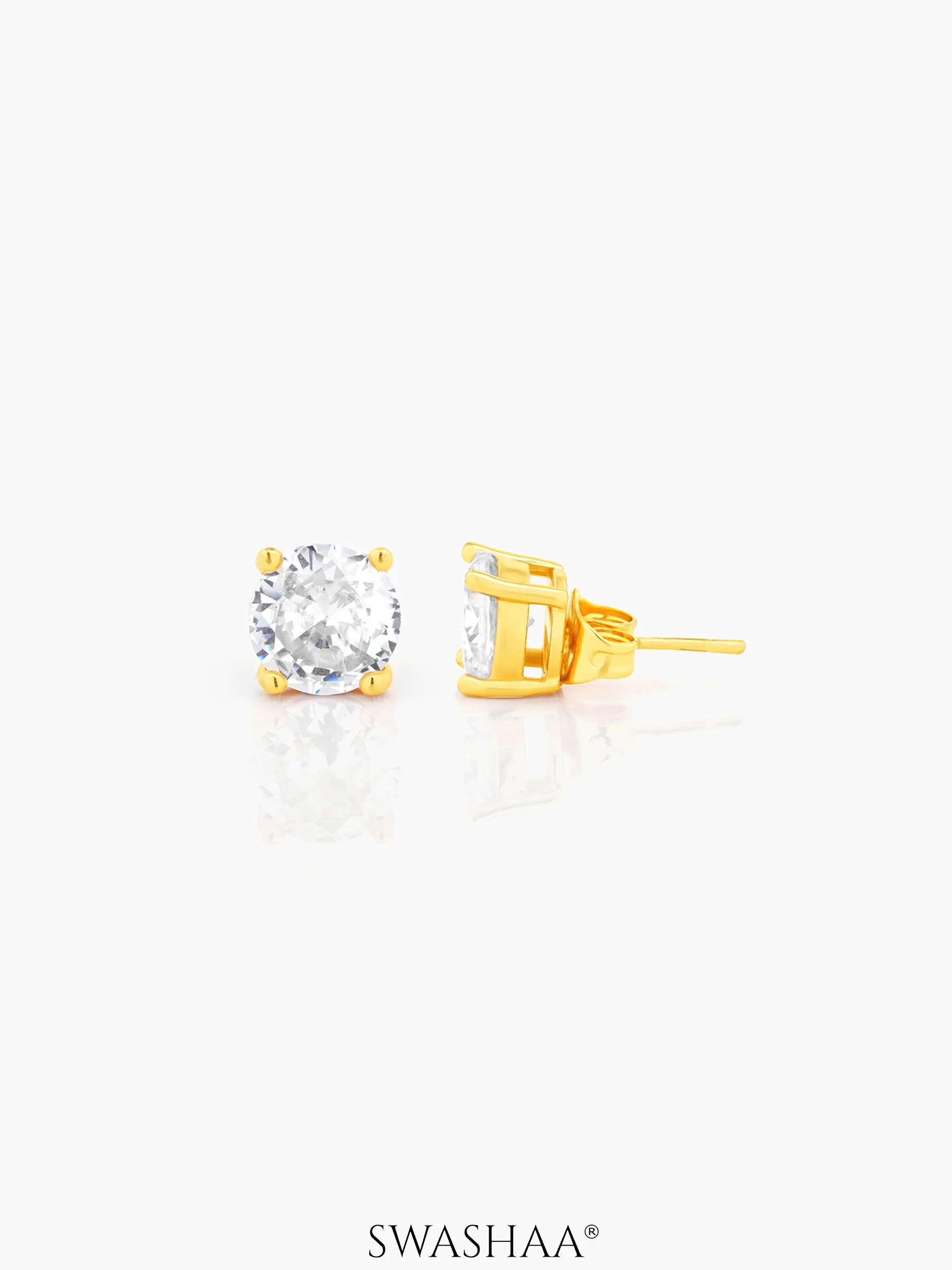 Adia Round Cut Solitaire Women's Stud Earrings - Image 3