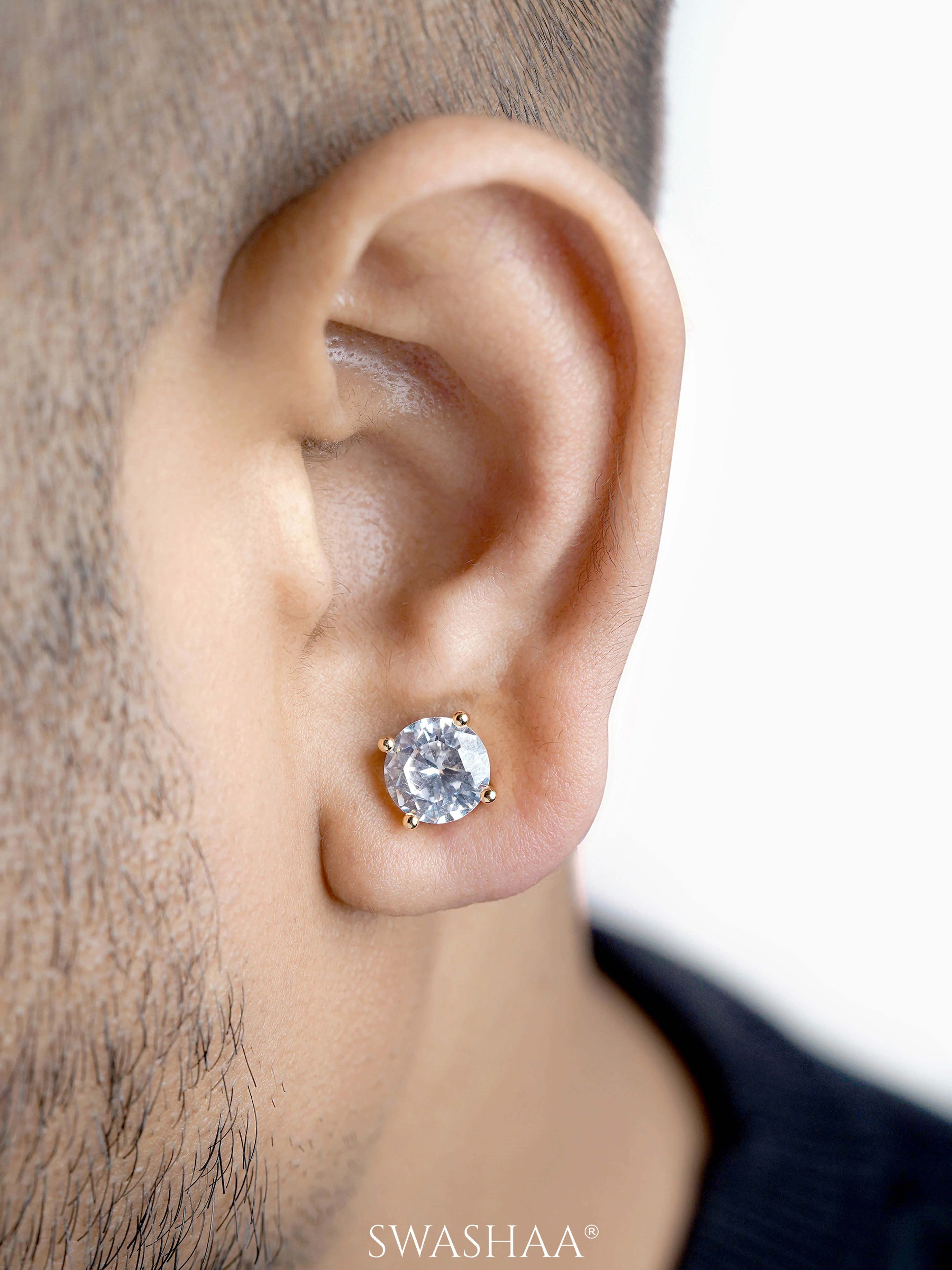Adia Solitaire Men's Stud Earrings - Image 2