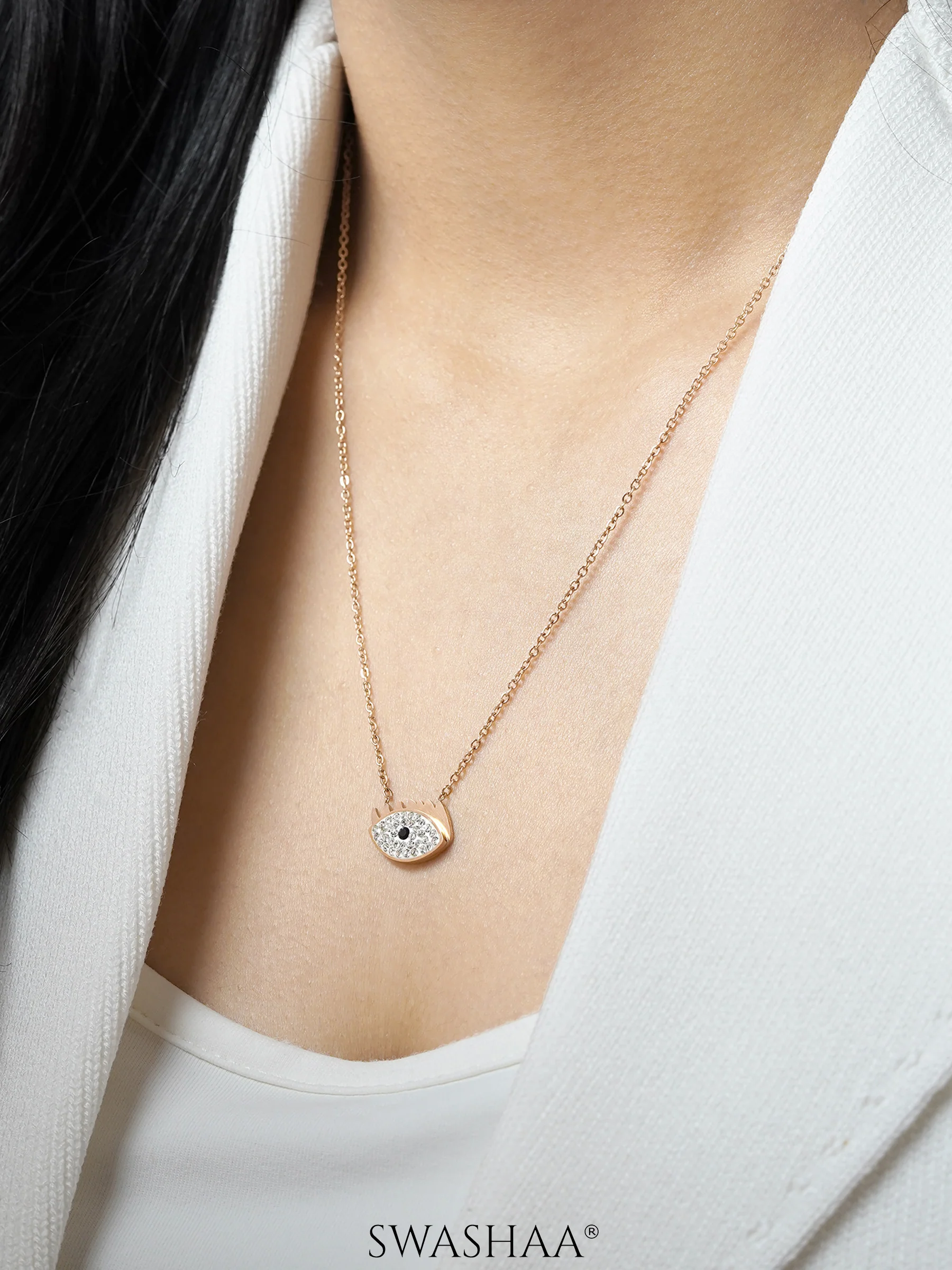 Allika Evil Eye Rosegold Plated Necklace - Image 3