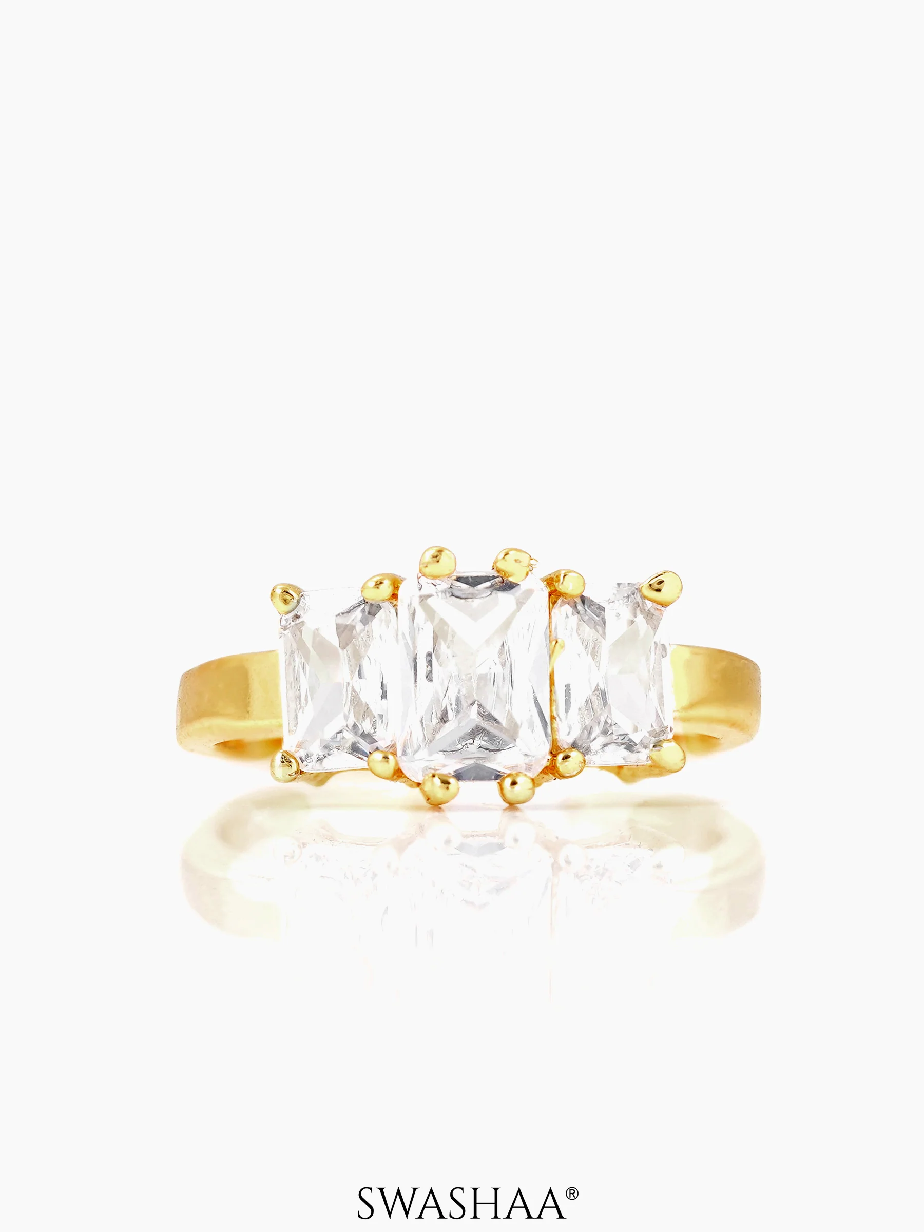 Amulya Solitaire 18K Gold Plated Ring - Image 3