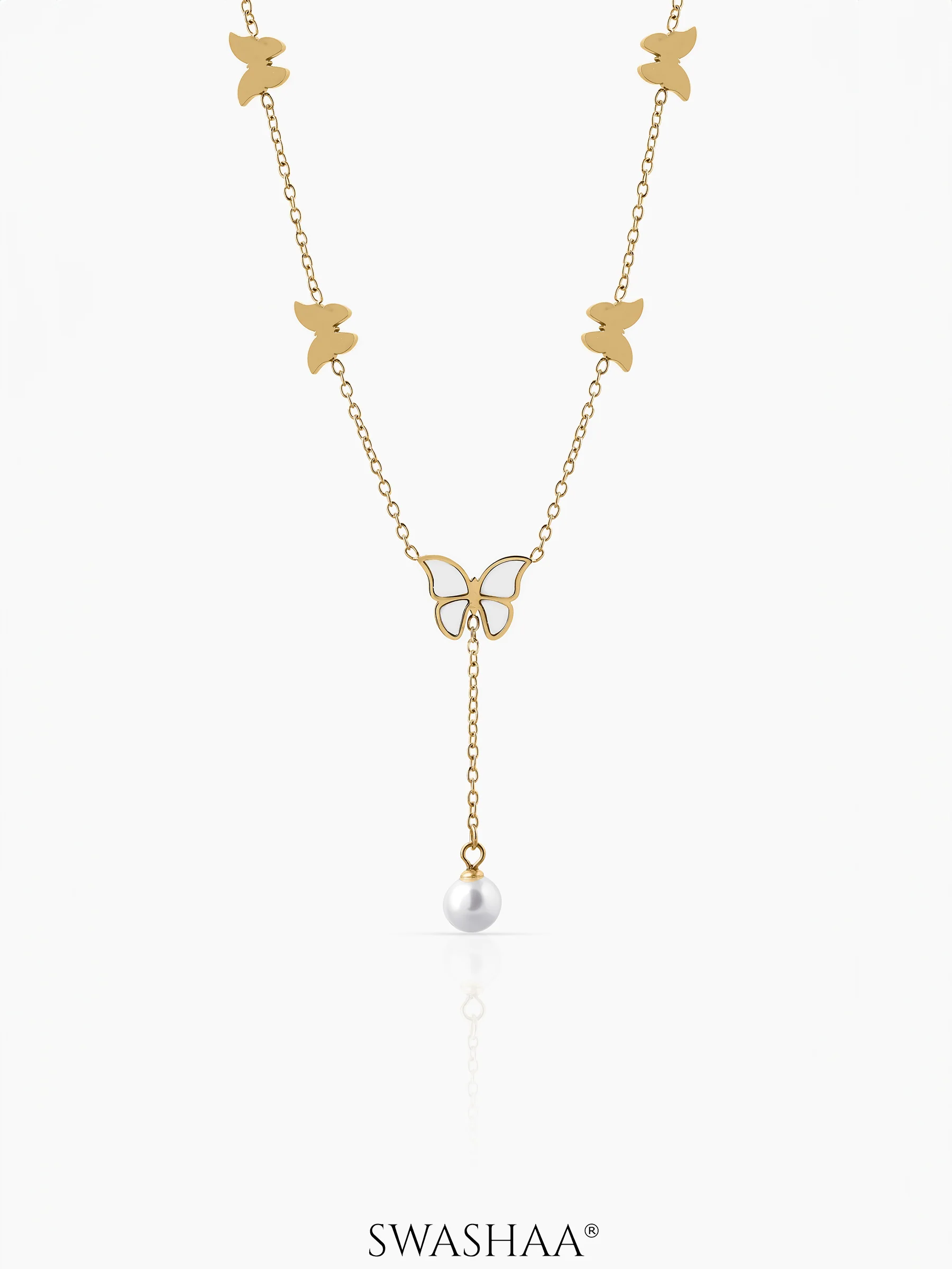 Anira Pearl Butterfly Necklace