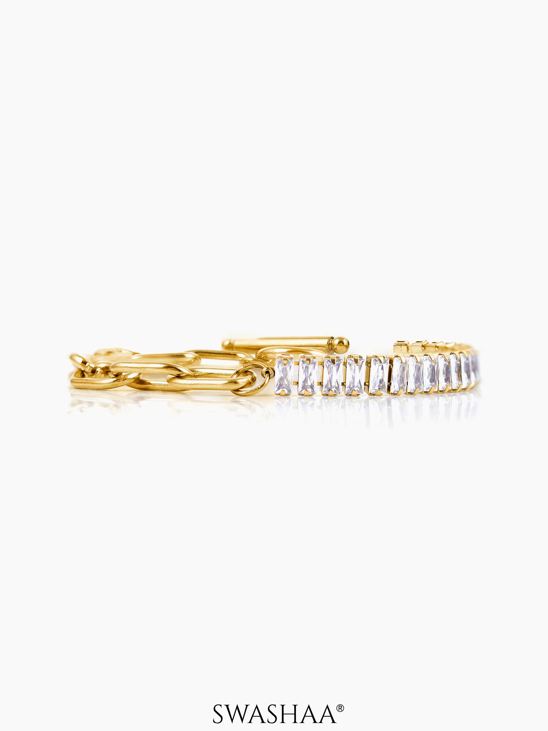 Aura Link Baguette 18K Gold Plated Bracelet - Image 4