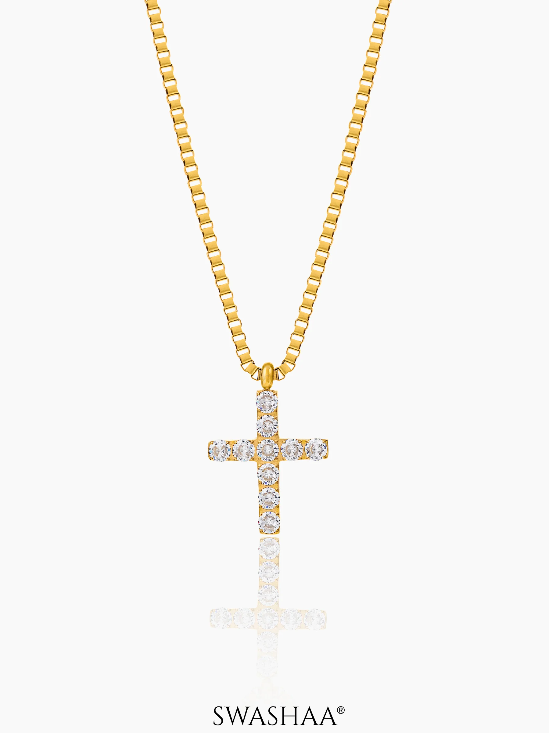 Auron Cross Diamond Men's Chain Pendant