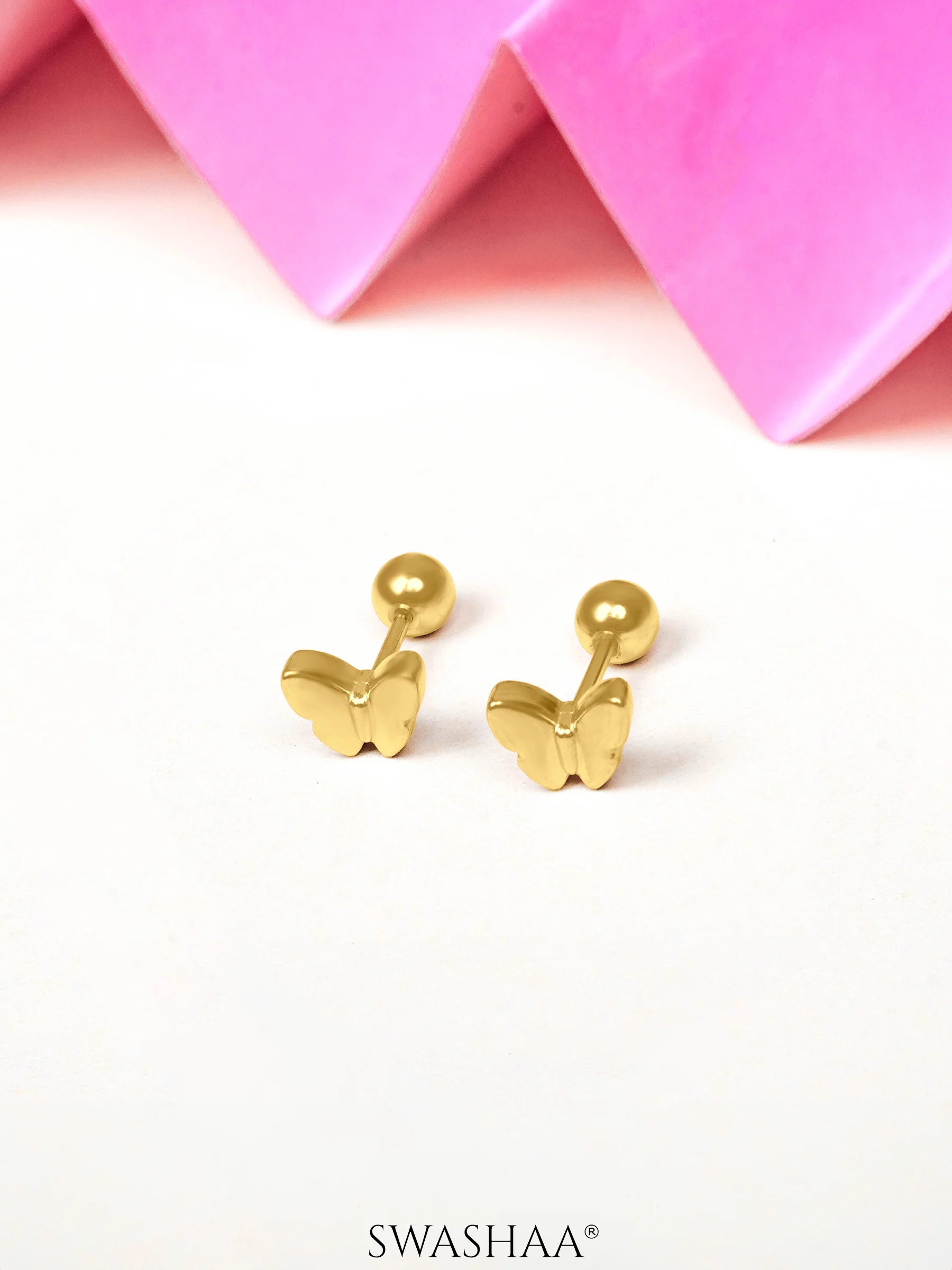 Bill Butterfly 18K Gold Plated Kid's Earrings - Image 3