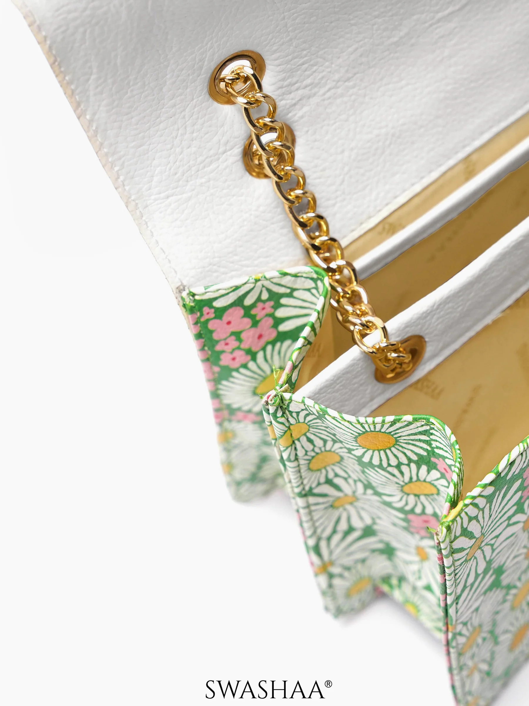 Blooming Bliss Green Leather Sling Bag - Image 3