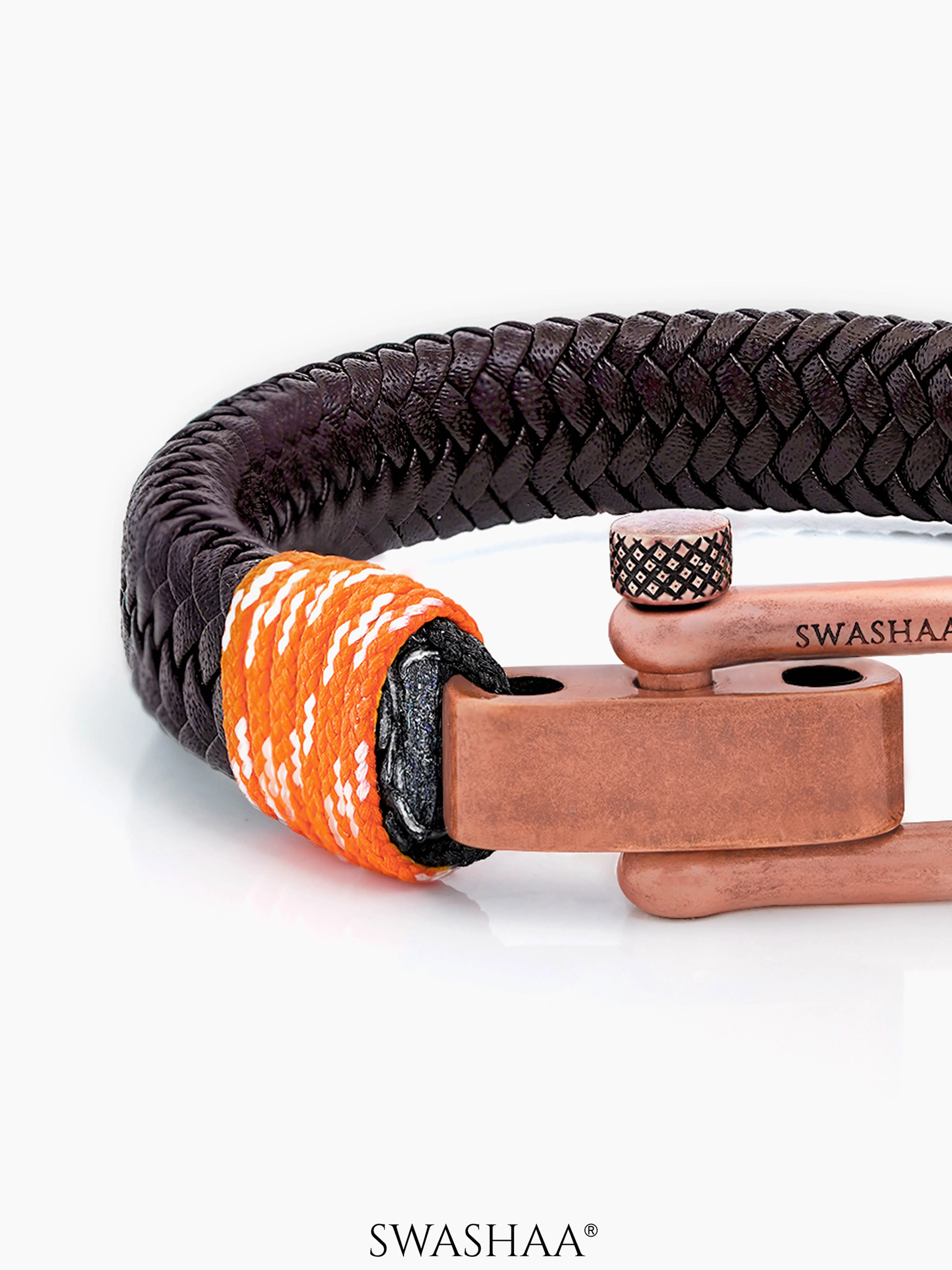 Brown Trail Men's Leather Bracelet - Image 3