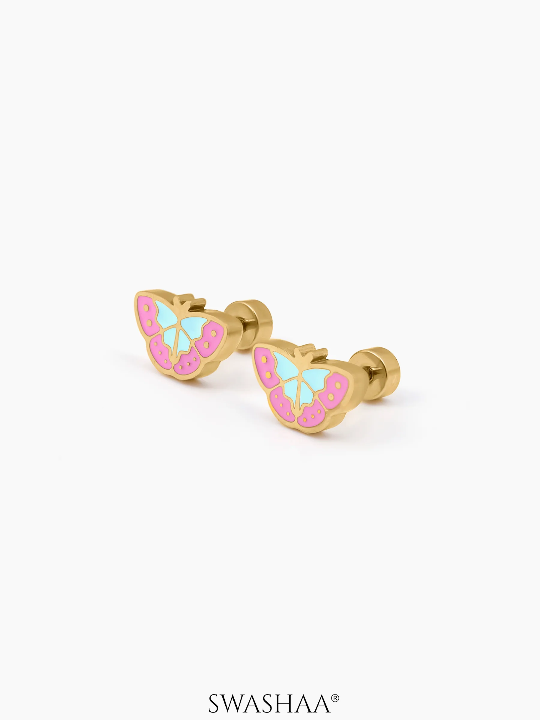 Bubbly Butterfly 18K Gold Plated Kid's Earrings - Image 4