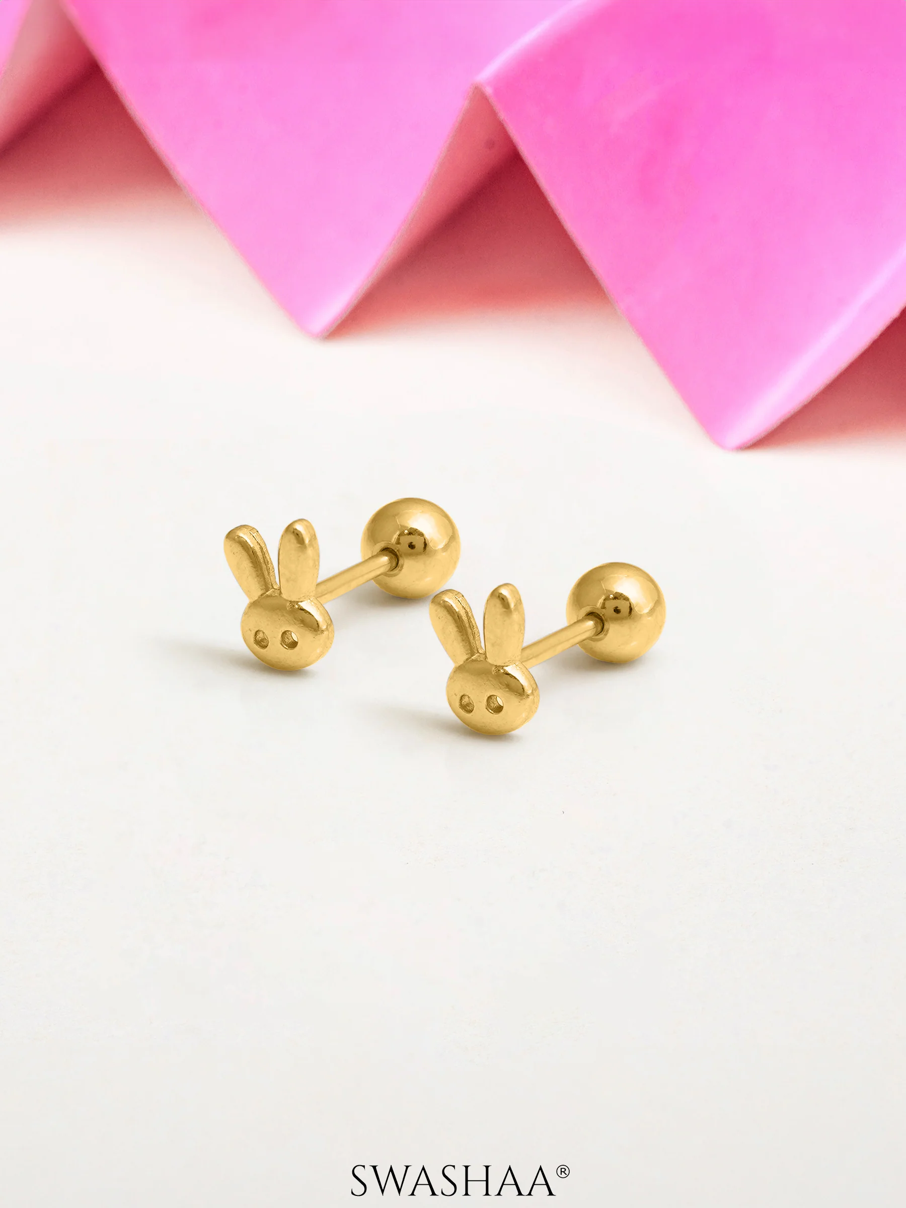 Bun Bun 18K Gold Plated Kid's Earrings - Image 3