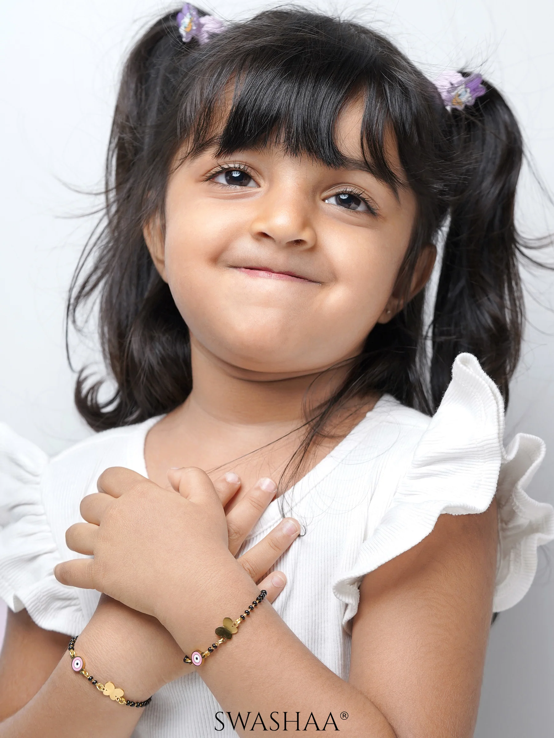 Butterfly Shield 18K Gold Plated Kid's Nazariya Bracelet - Image 2