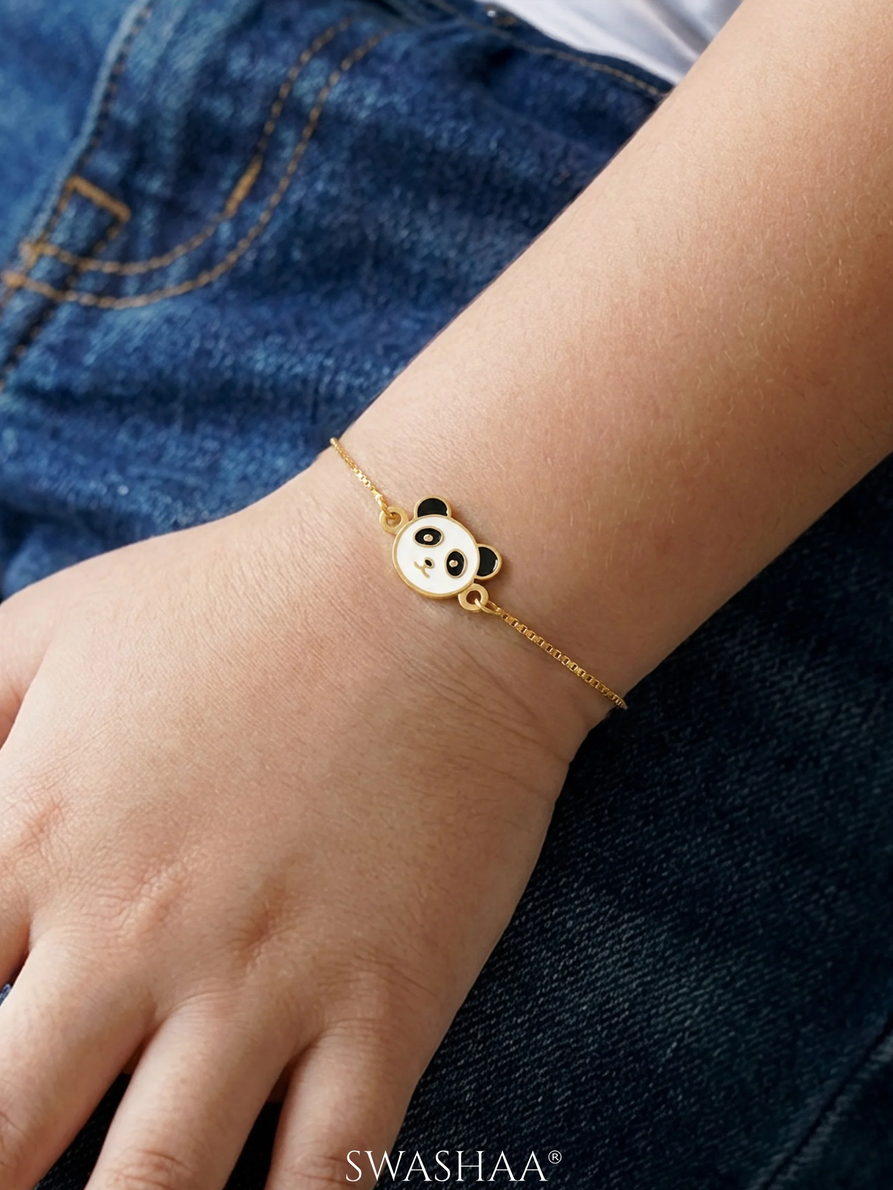 Cuddly Panda Charm 18K Gold Plated Kid's Bracelet - Image 2
