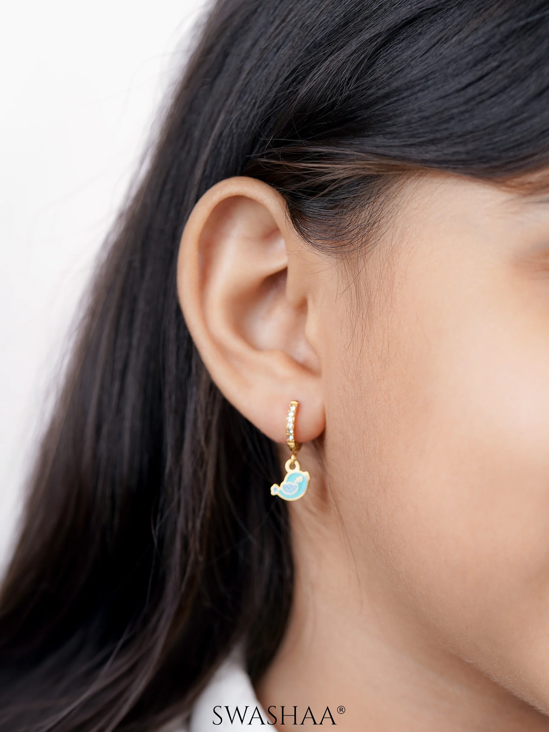 Cute Bird 18K Gold Plated Kid's Hoop Earrings - Image 2