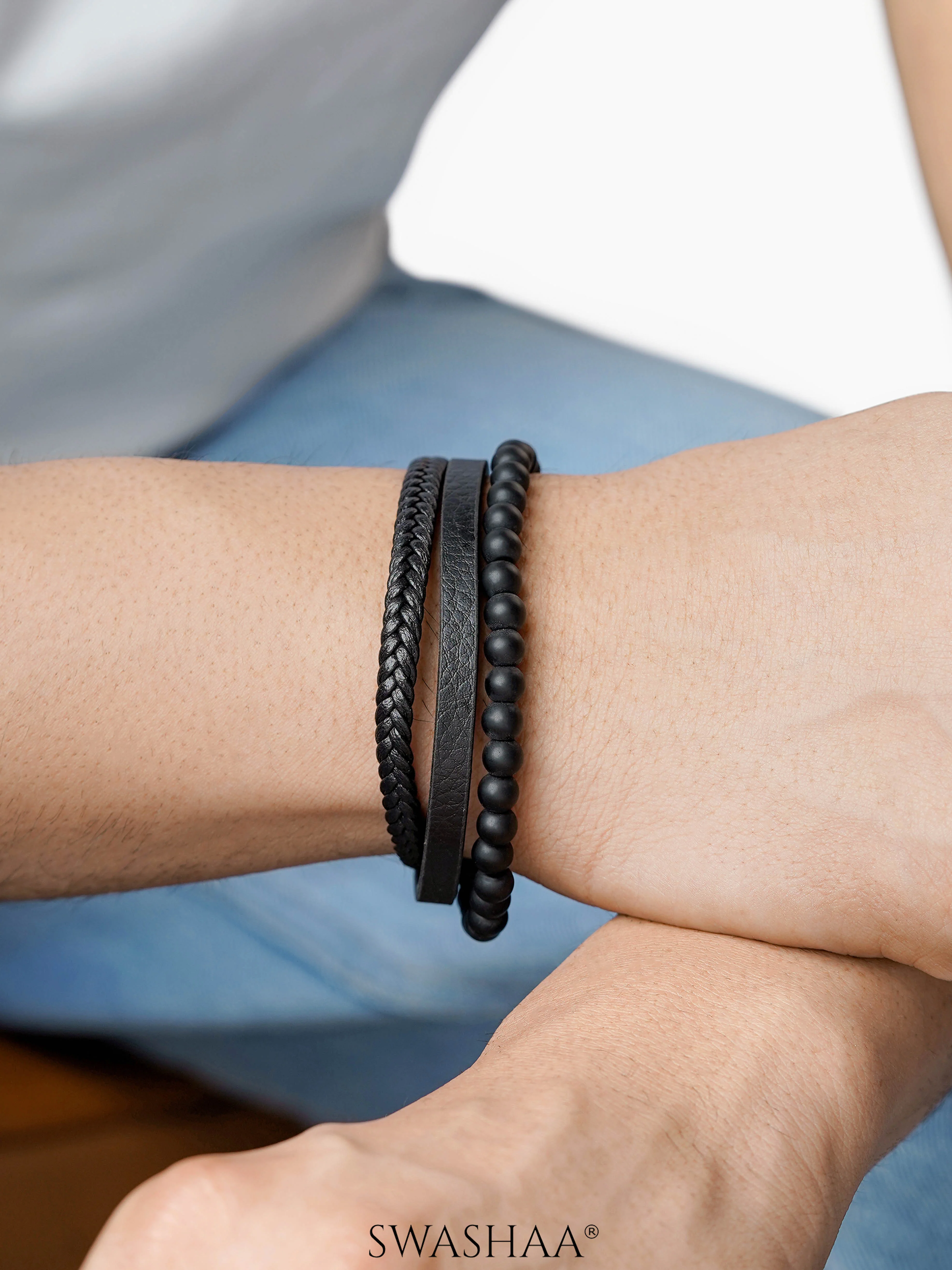 Damon Men's Leather Bracelet - Image 4