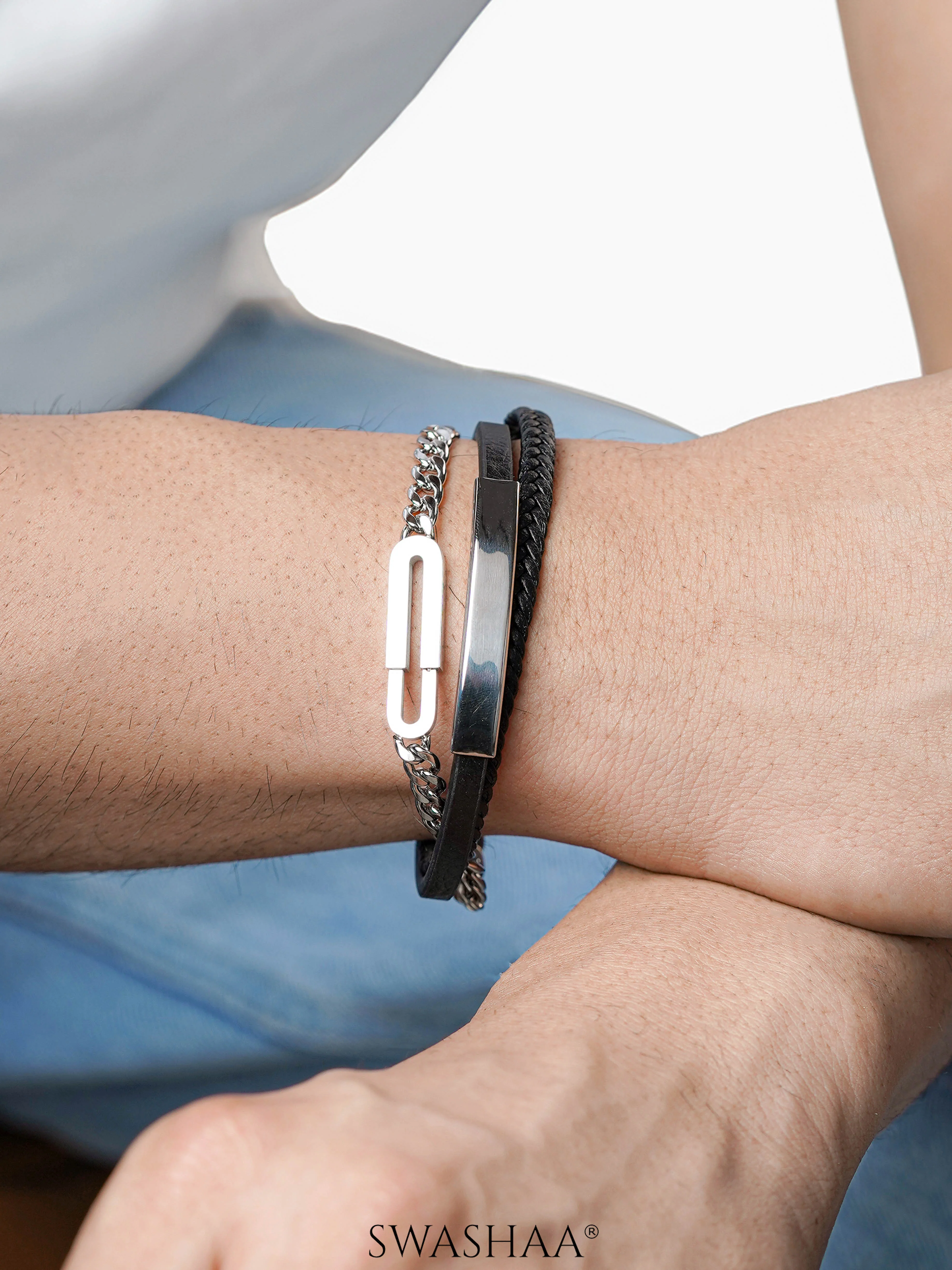 David Men's Leather Bracelet - Image 3
