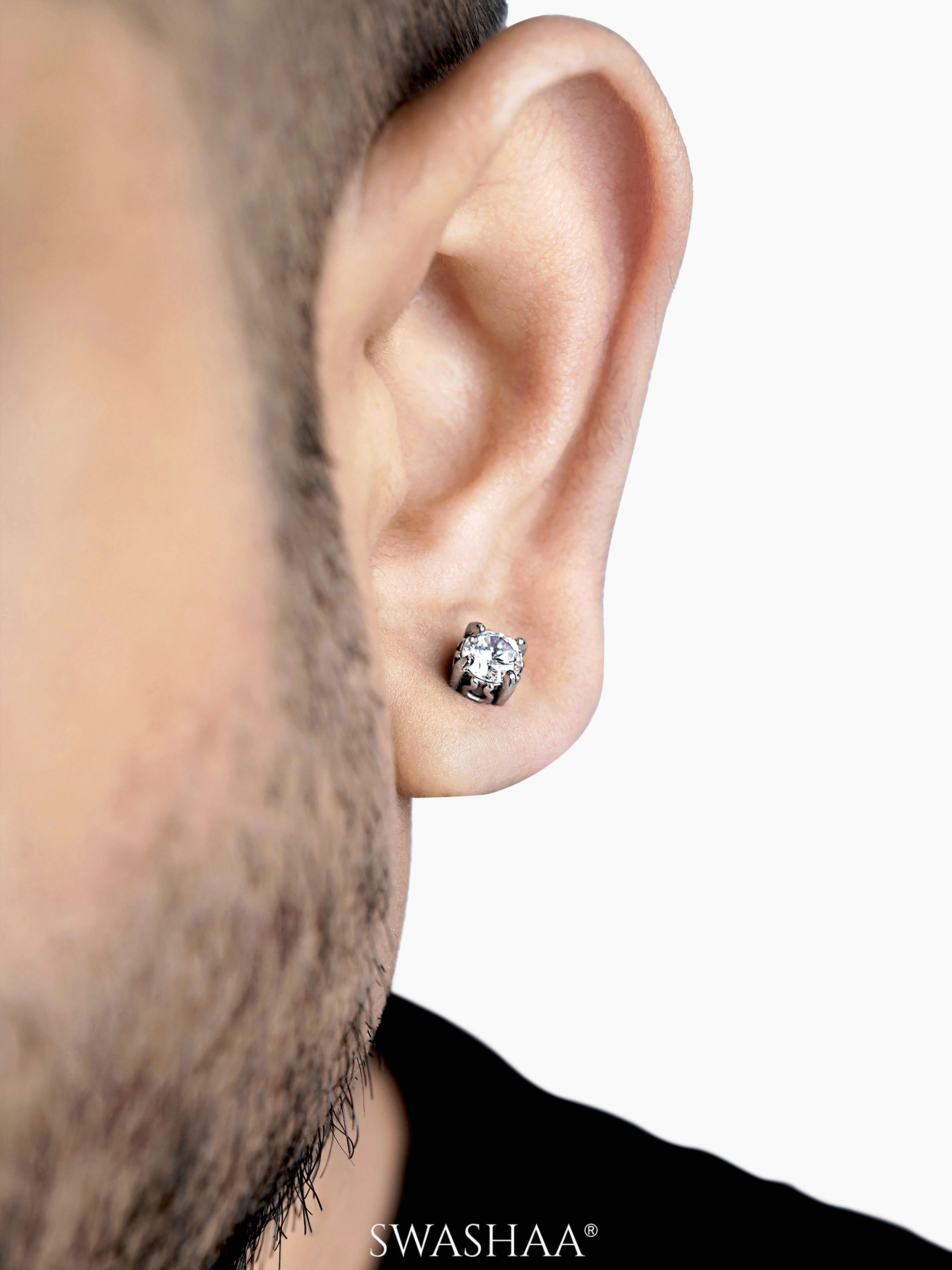 Dax Solitaire Men's Stud Earrings - Image 2