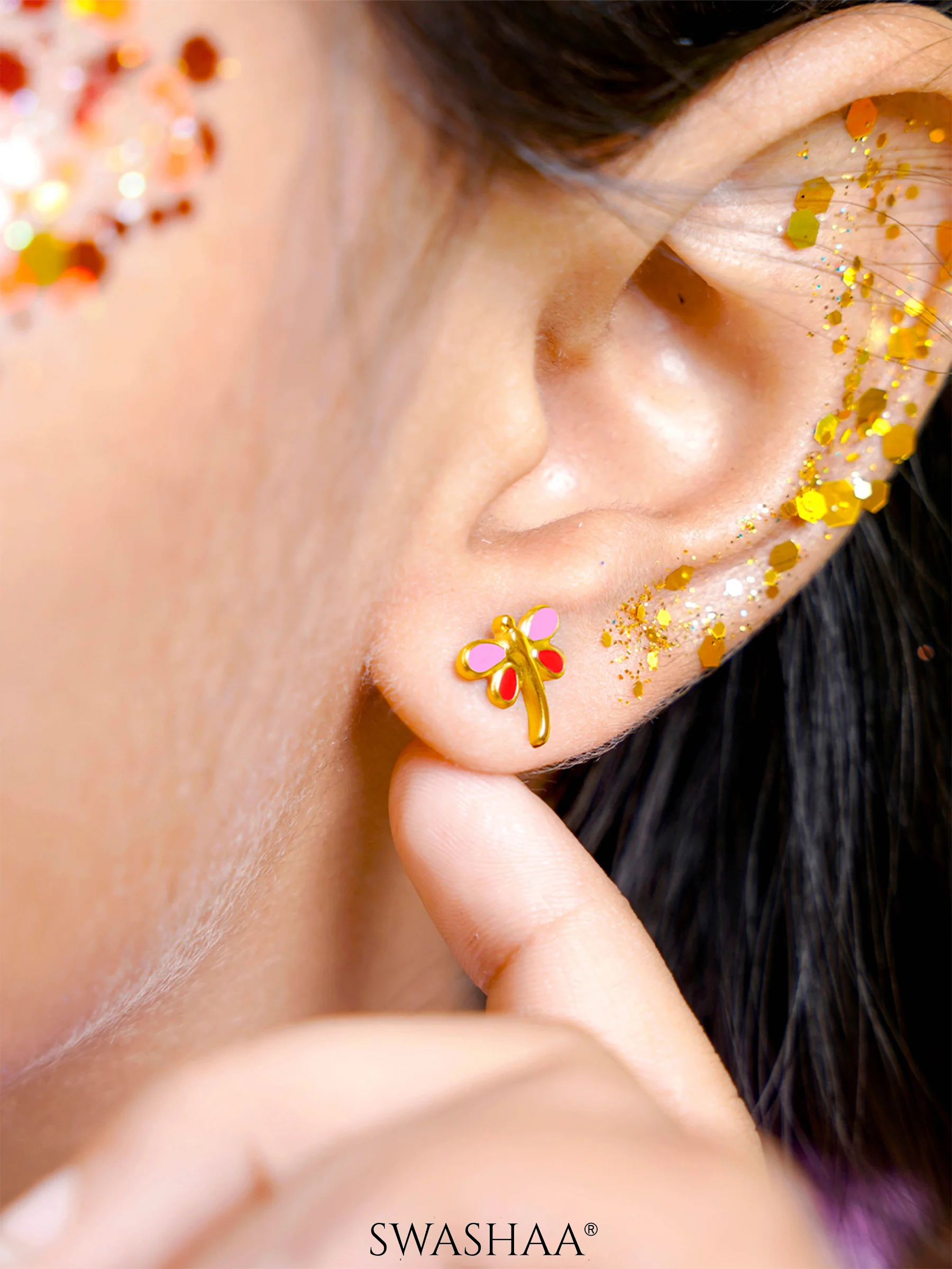 Dragonfly 18K Gold Plated Kid's Earrings - Image 10