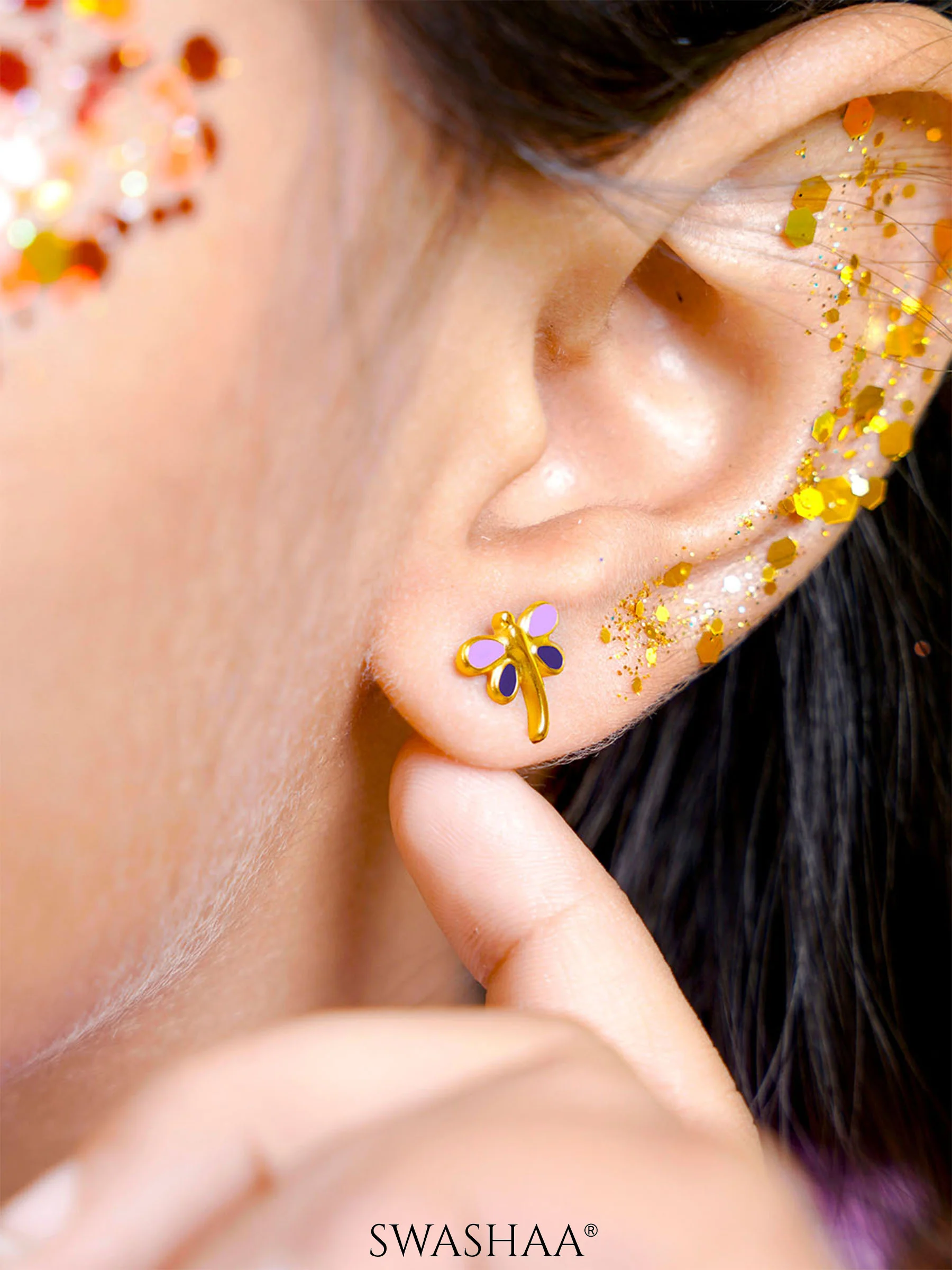 Dragonfly 18K Gold Plated Kid's Earrings - Image 4