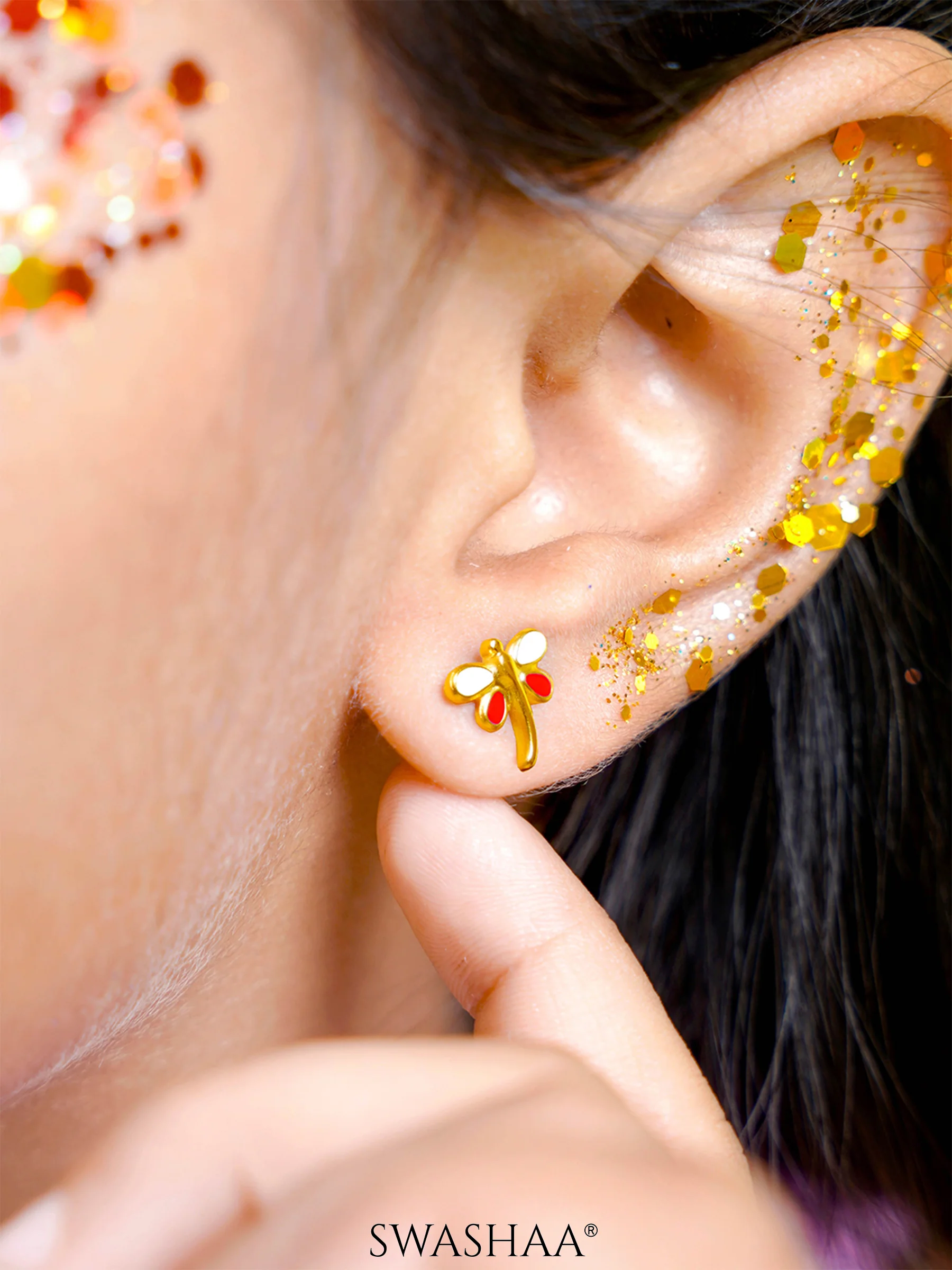 Dragonfly 18K Gold Plated Kid's Earrings - Image 8