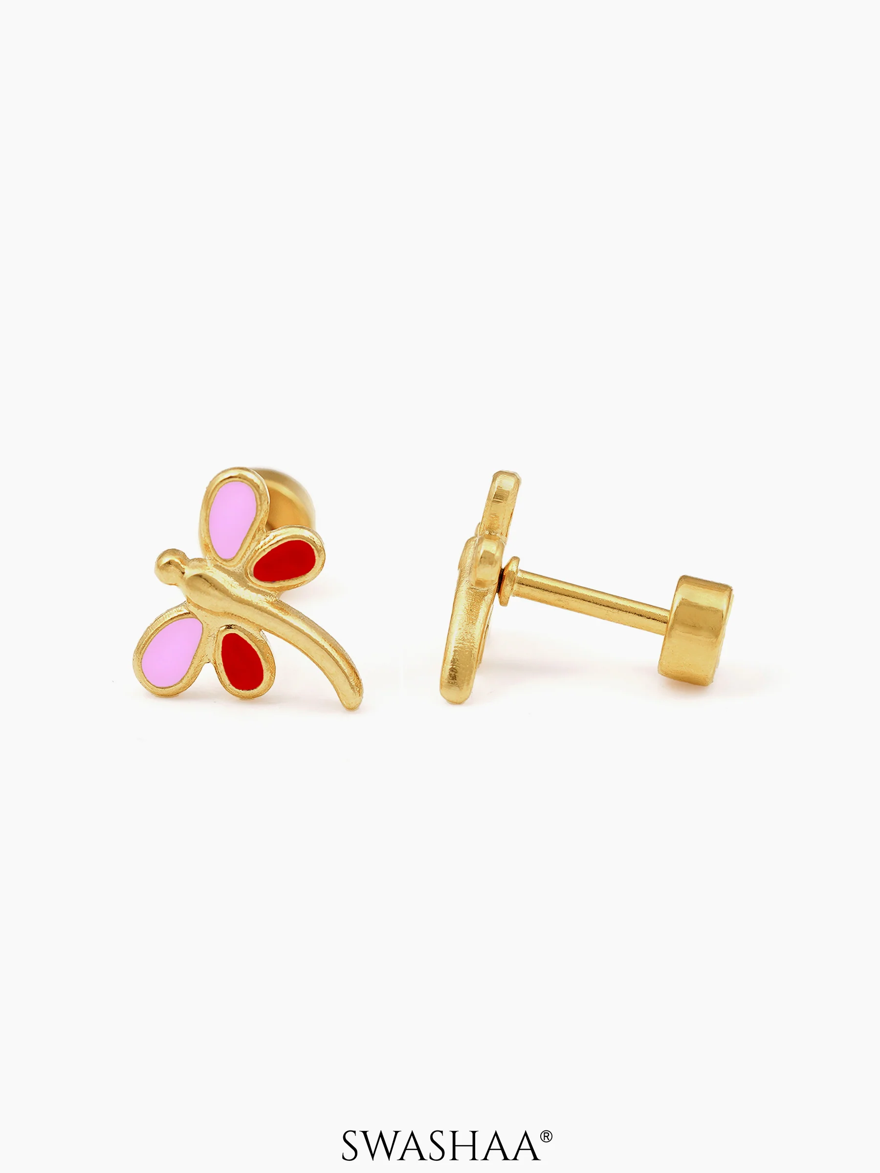 Dragonfly 18K Gold Plated Kid's Earrings - Image 9