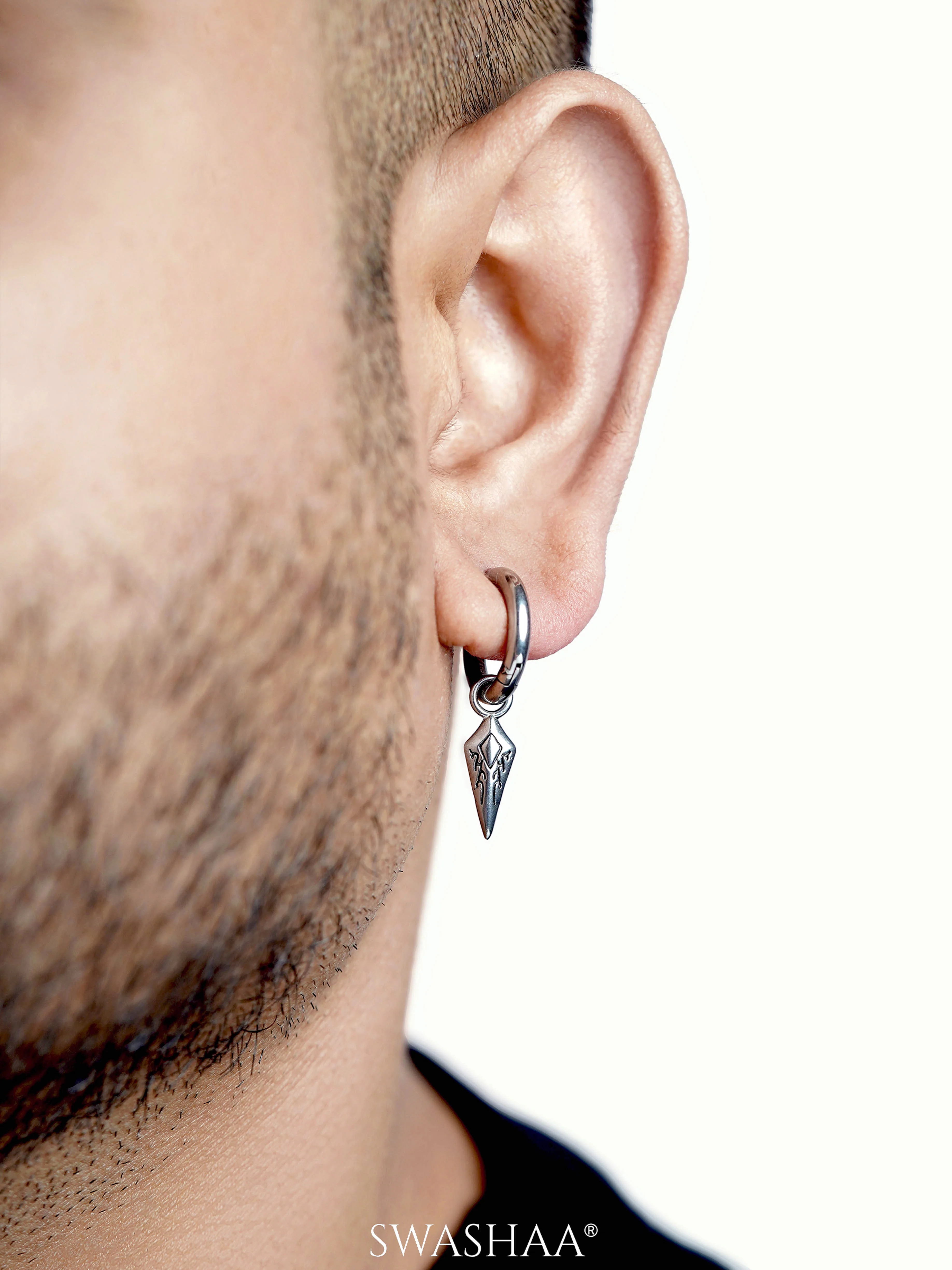 Draven Dagger Dangle Men's Hoop Earrings - Image 2