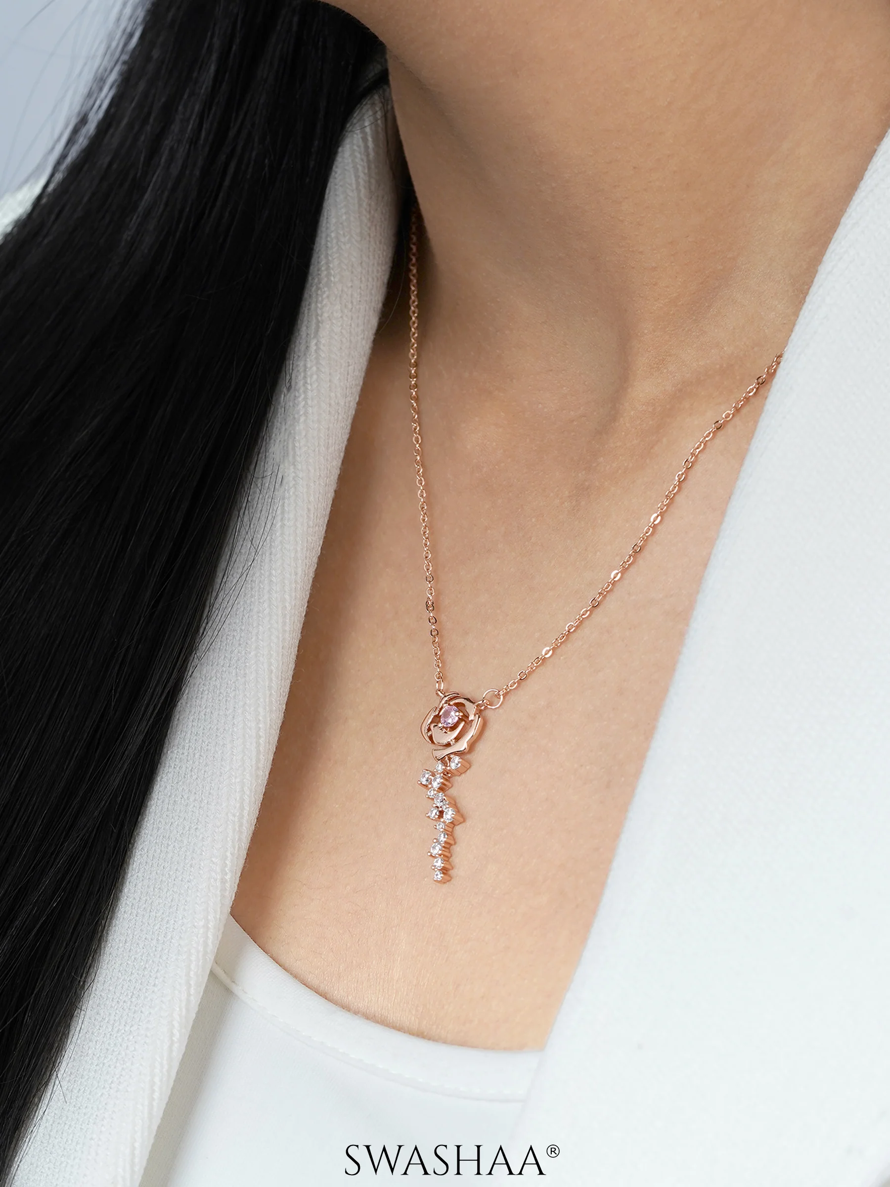 Elaria Blush Vine Necklace - Image 3