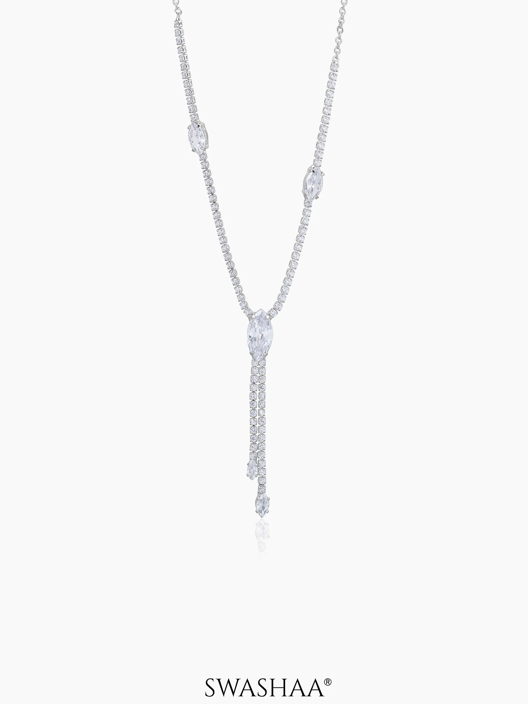 Elsie Oval Crystal Drop Y-shaped Necklace