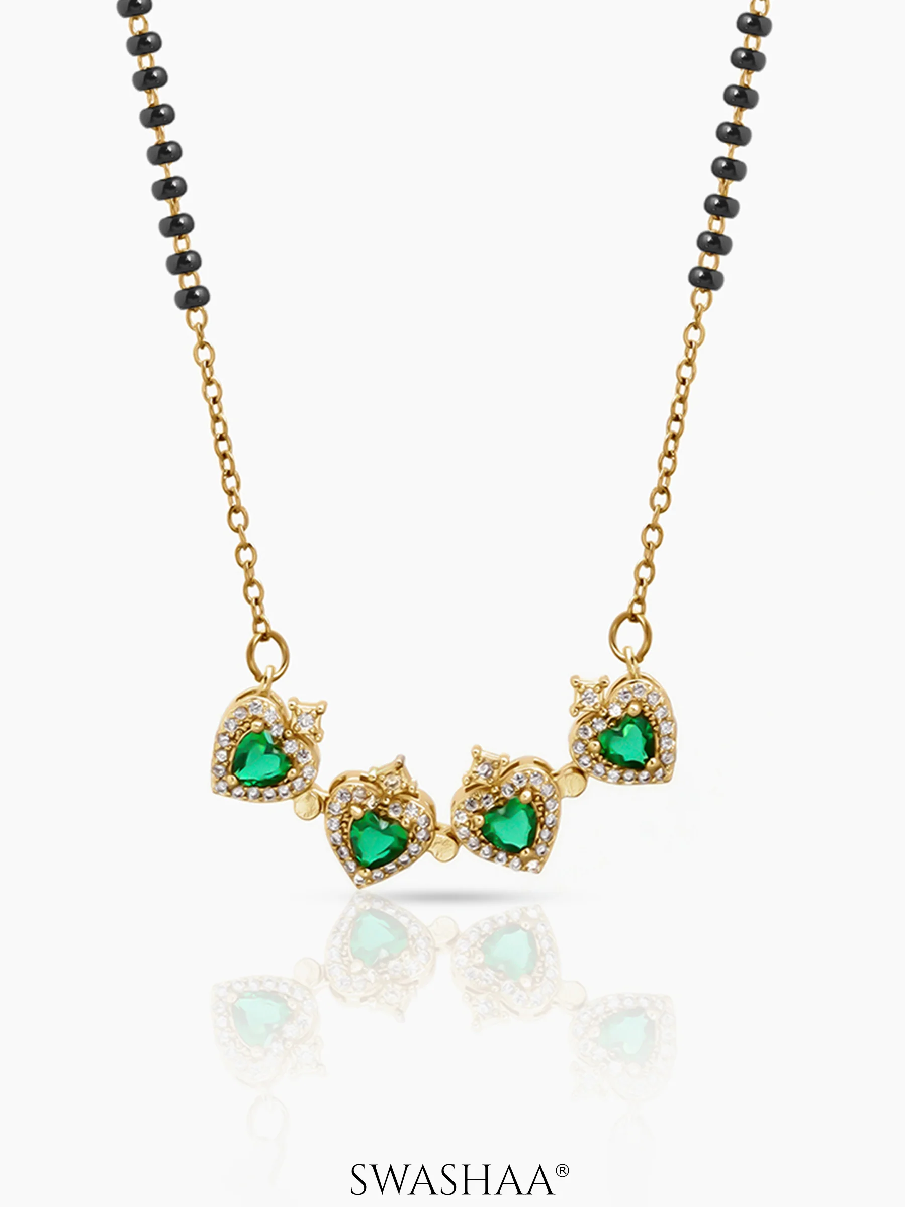 Emerald Shiny Clover Mangalsutra - Image 2