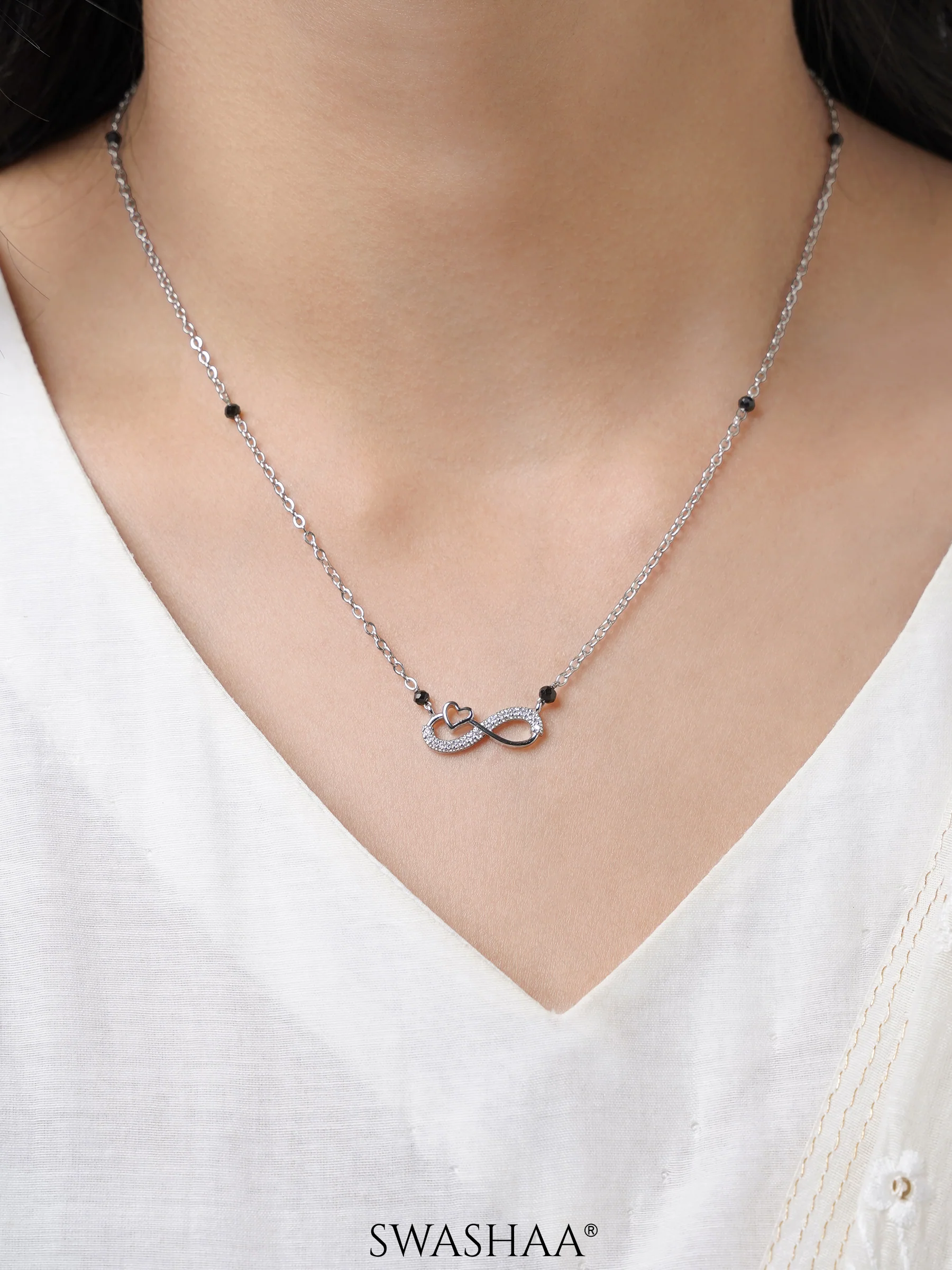 Infinity Diamond Silver Mangalsutra - Image 2