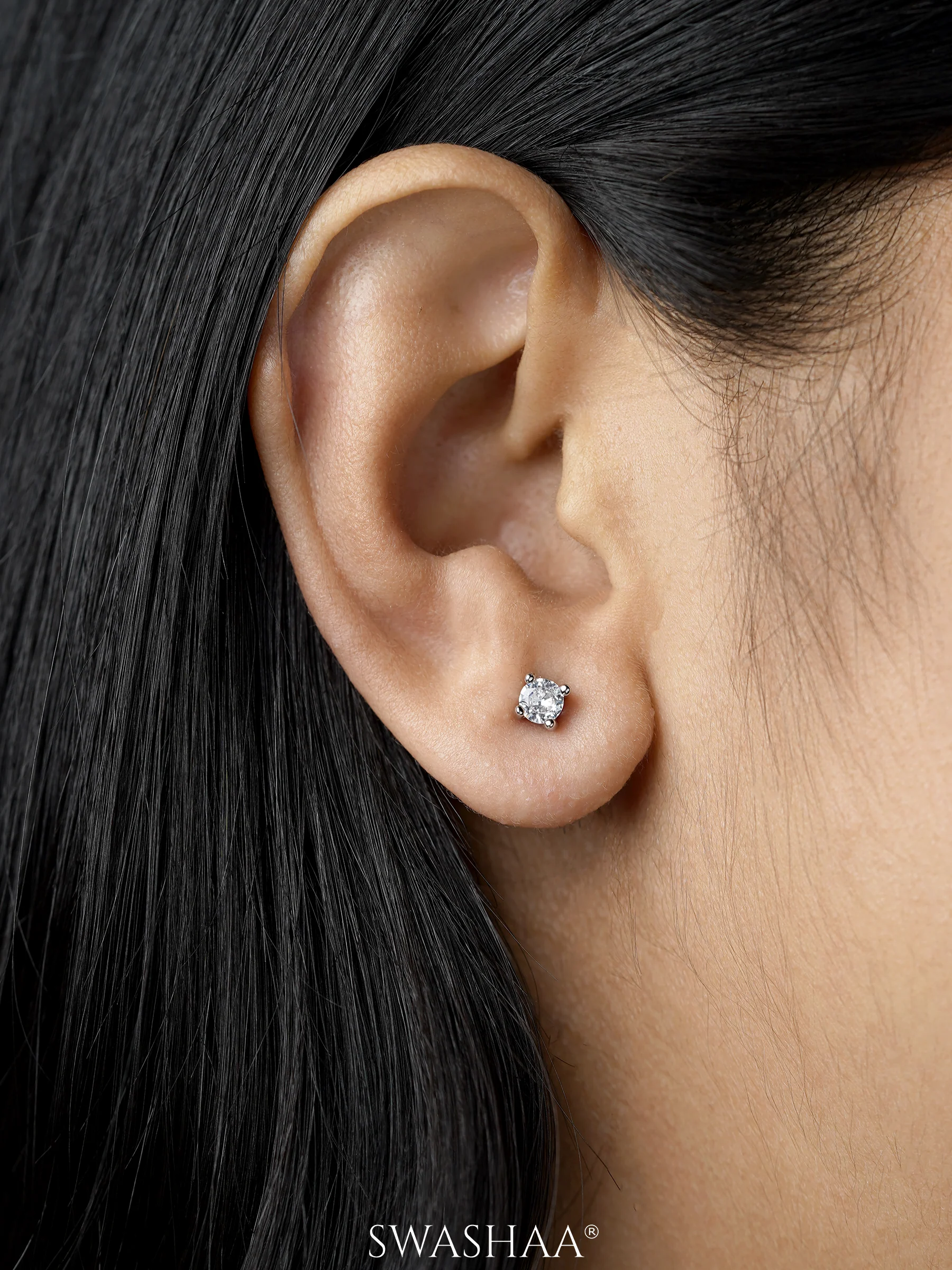 Kael Solitaire Women's Stud Earrings - Image 6