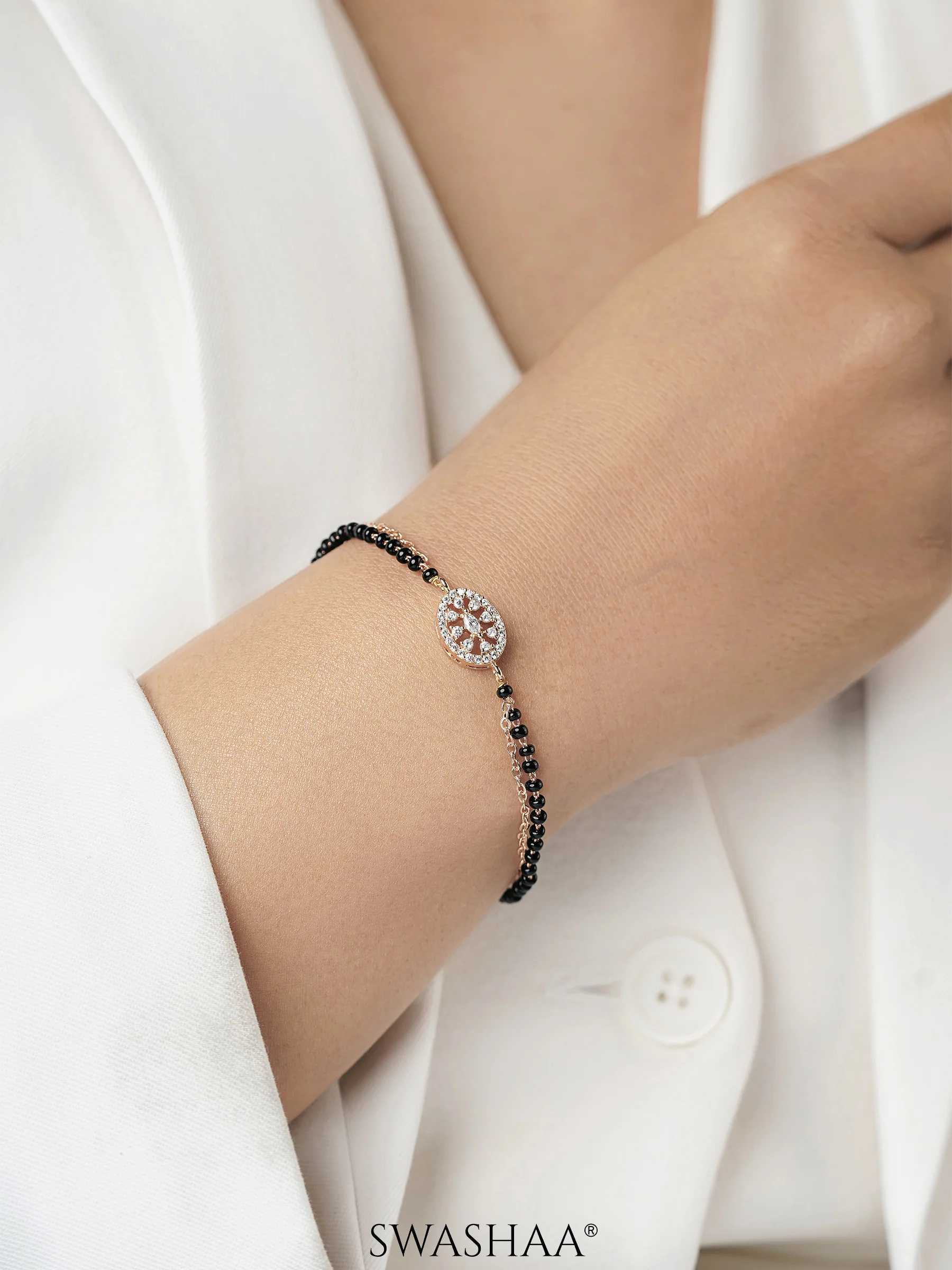 Kasak Rosegold Plated Mangalsutra Bracelet - Image 2