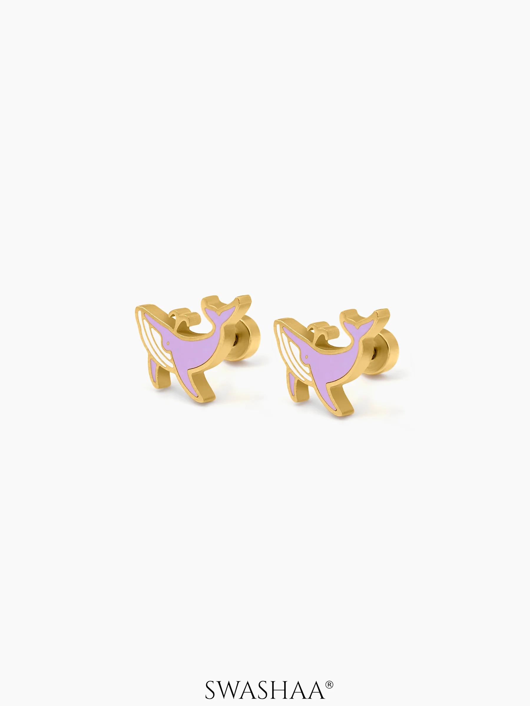 Kimo Whale 18K Gold Plated Kid's Earrings - Image 4
