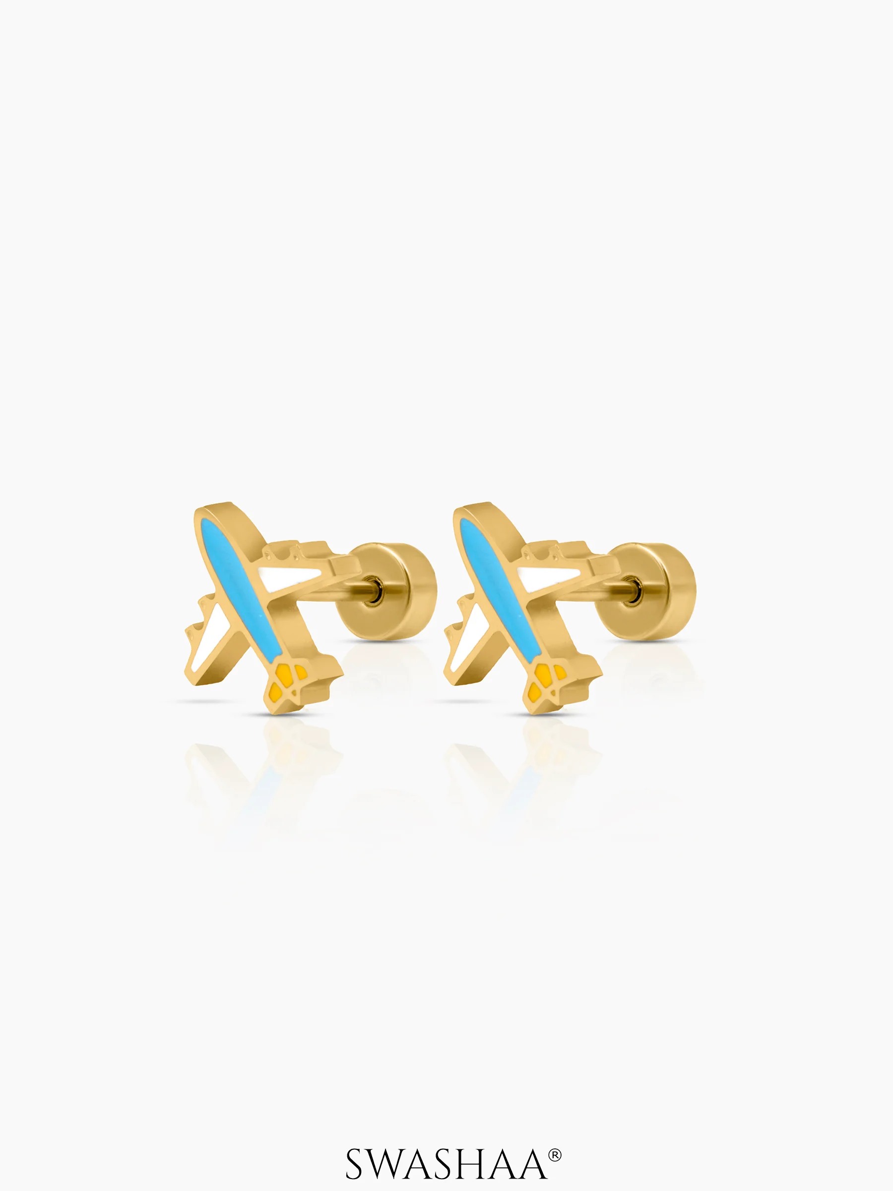 Little Airplane 18K Gold Plated Kid's Earrings - Image 3