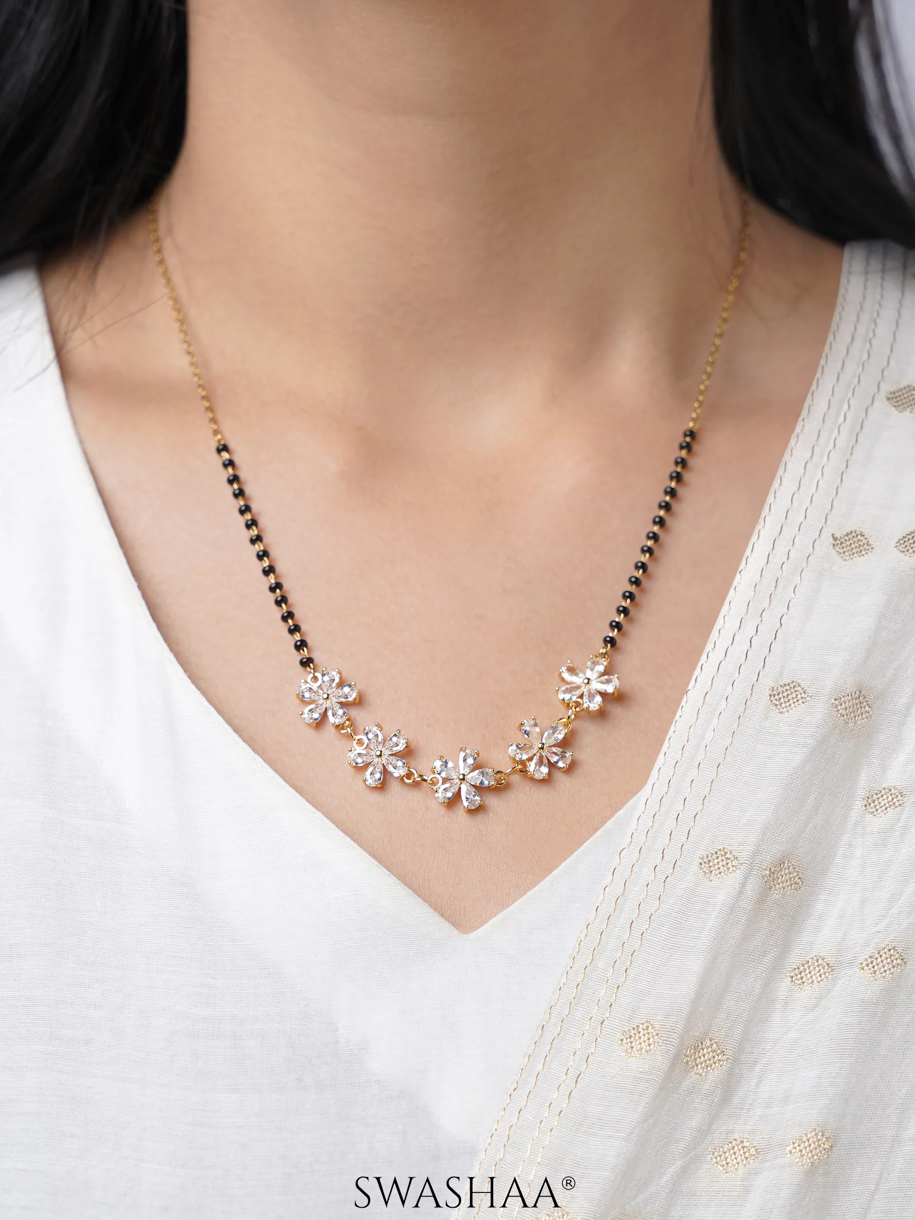 Meher Flower Diamond Mangalsutra - Image 2