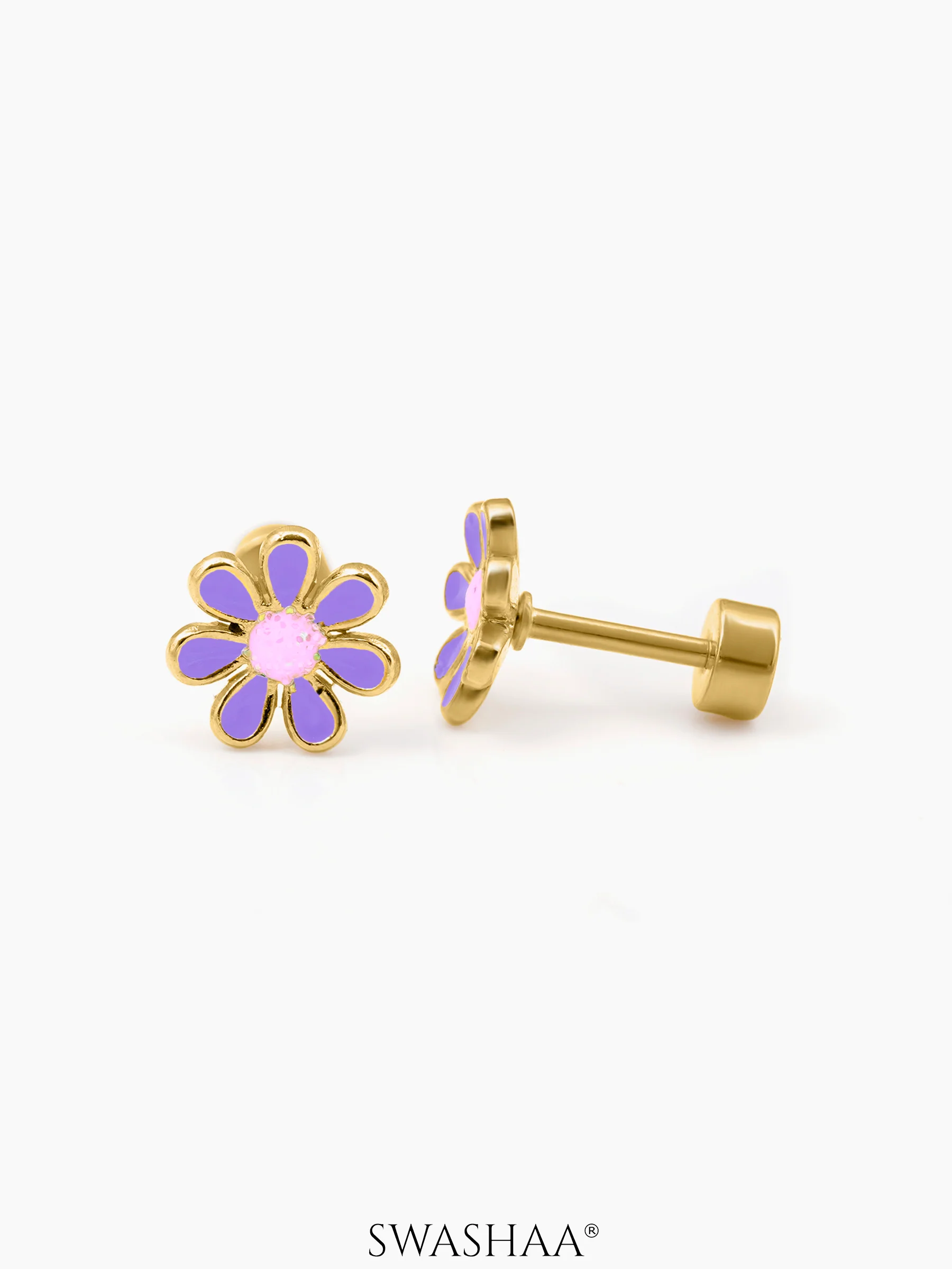 Miss Flower 18K Gold Plated Kid's Earrings - Image 3