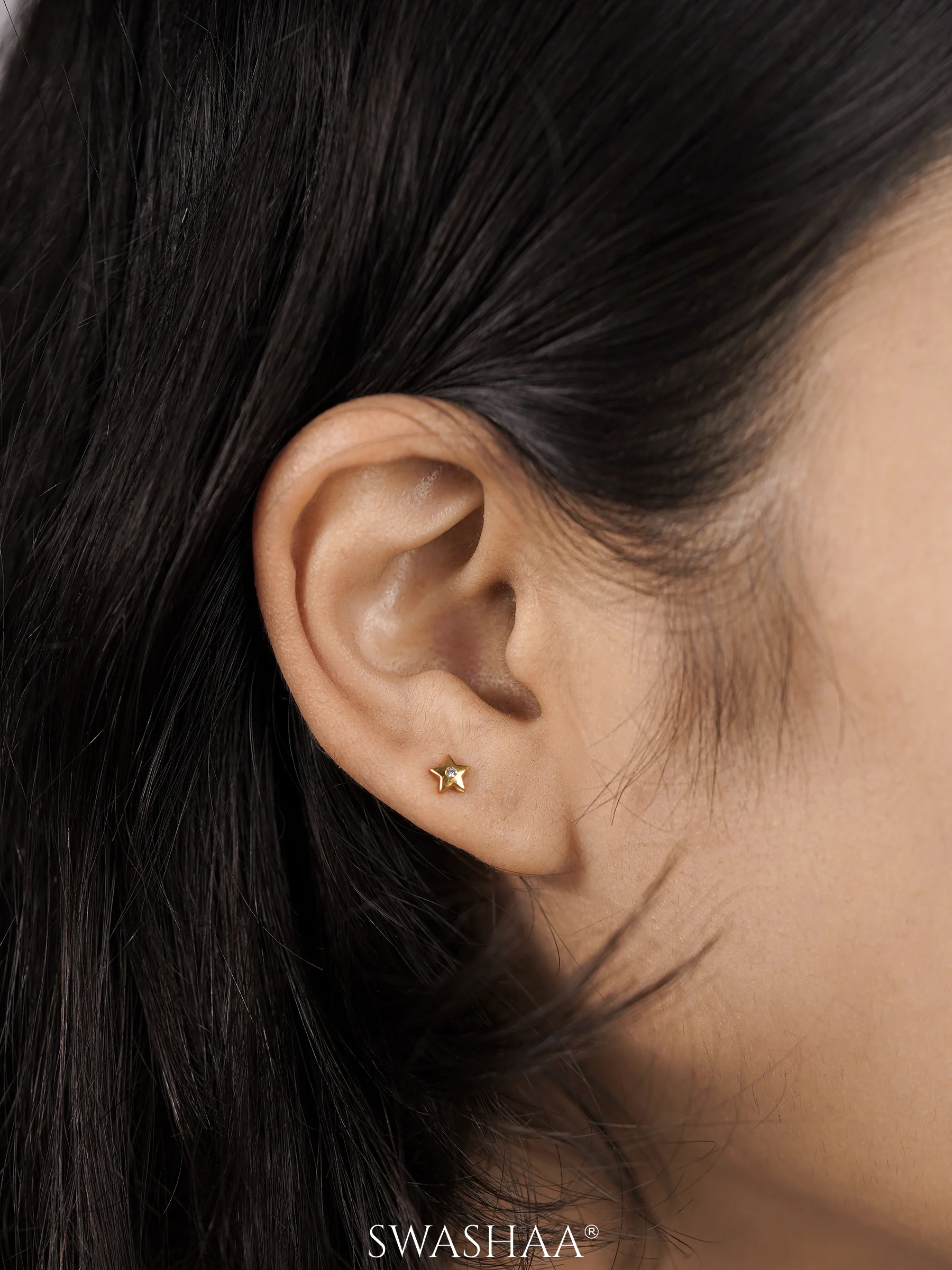 Moonstar Spark 18K Gold Plated Women's Stud  Earrings - Image 2