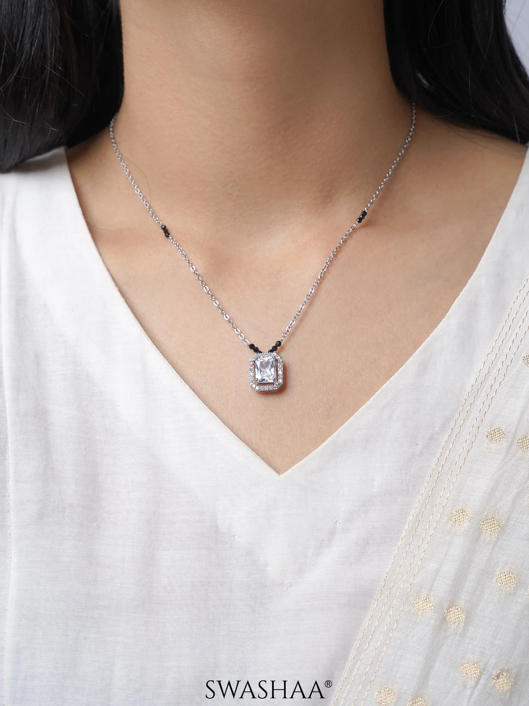 Nayaa Solitaire Silver Mangalsutra - Image 2
