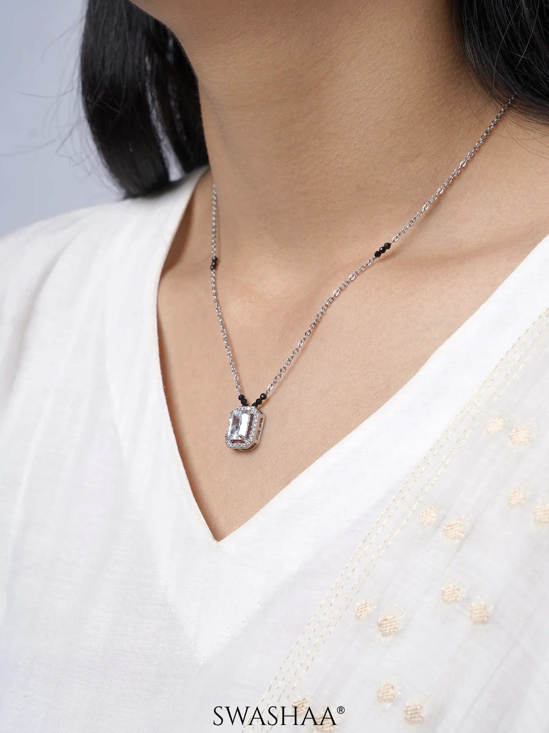 Nayaa Solitaire Silver Mangalsutra - Image 3