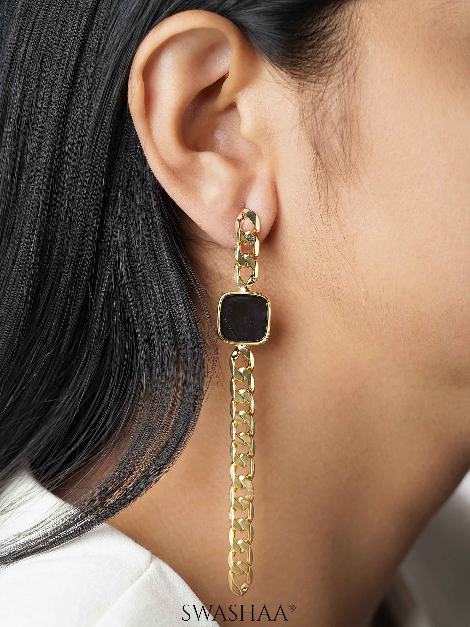 Nichole Chain 18K Gold Plated Earrings - Image 2