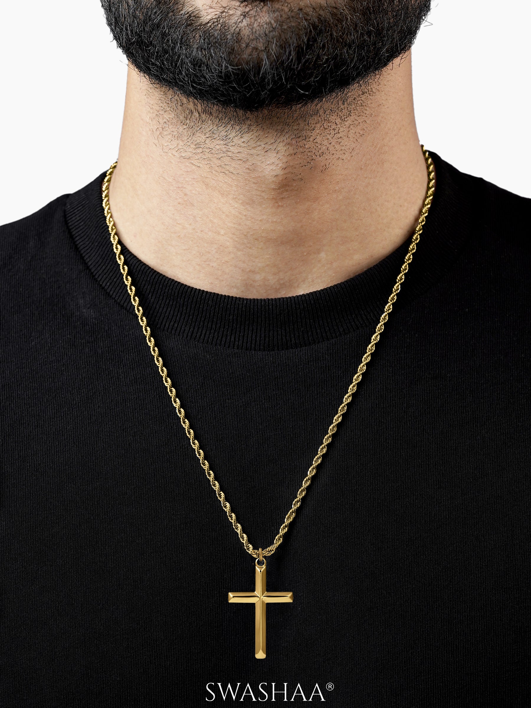 Sion Cross Rope Men's Chain Pendant - Image 2