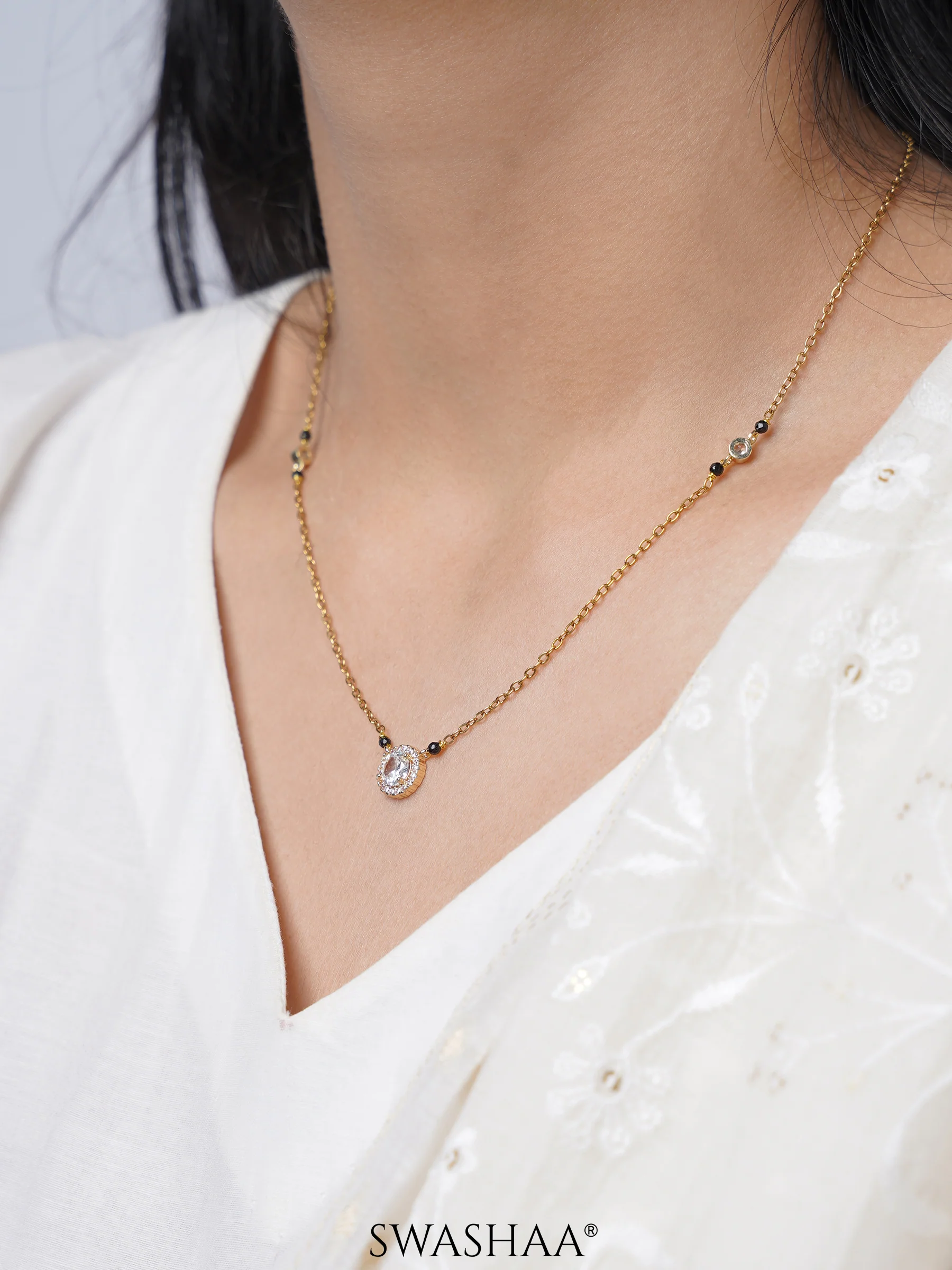 Nyra Solitaire Diamond Mangalsutra - Image 7