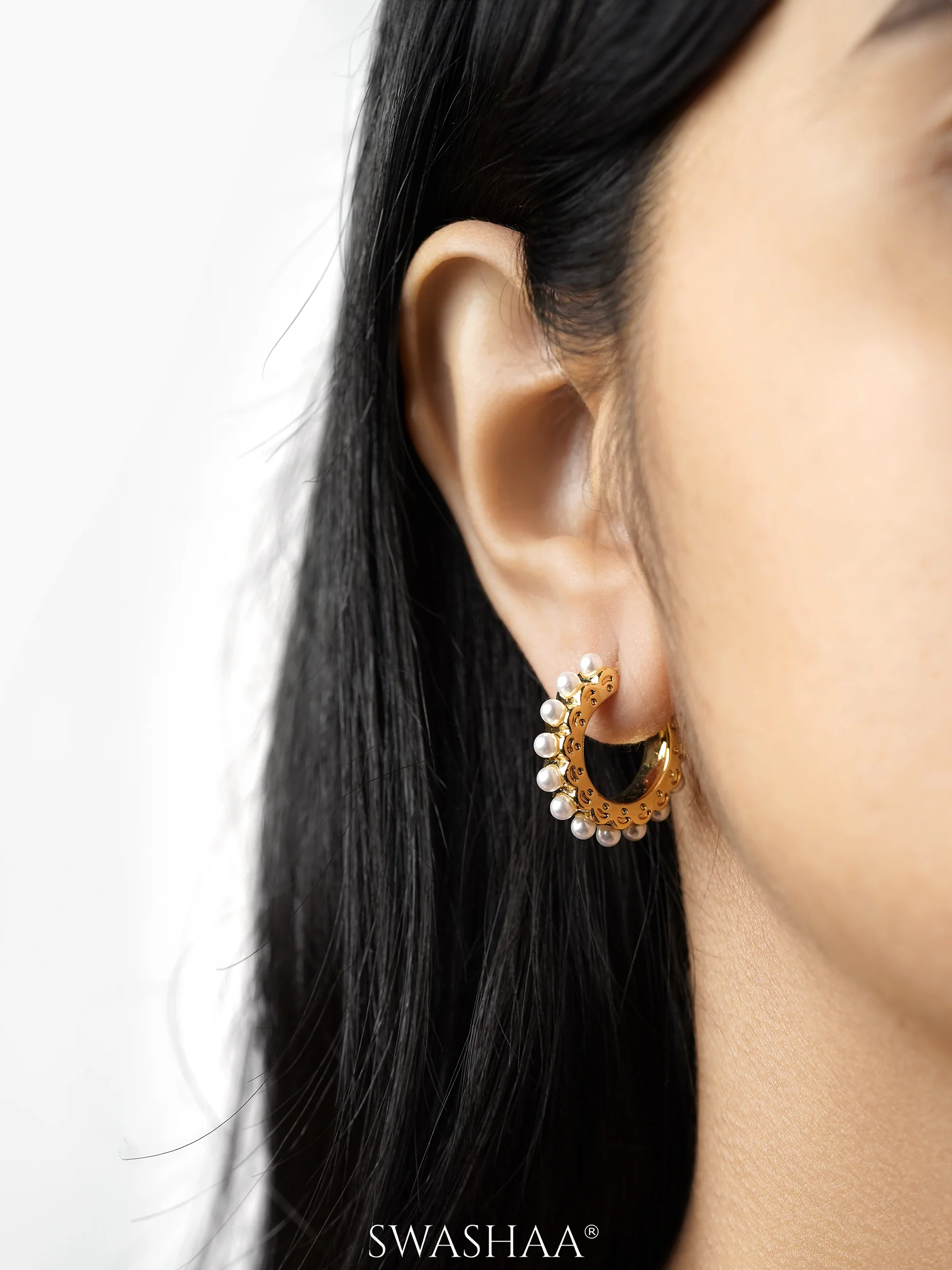Olga Pearl 18K Gold Plated Earrings - Image 4