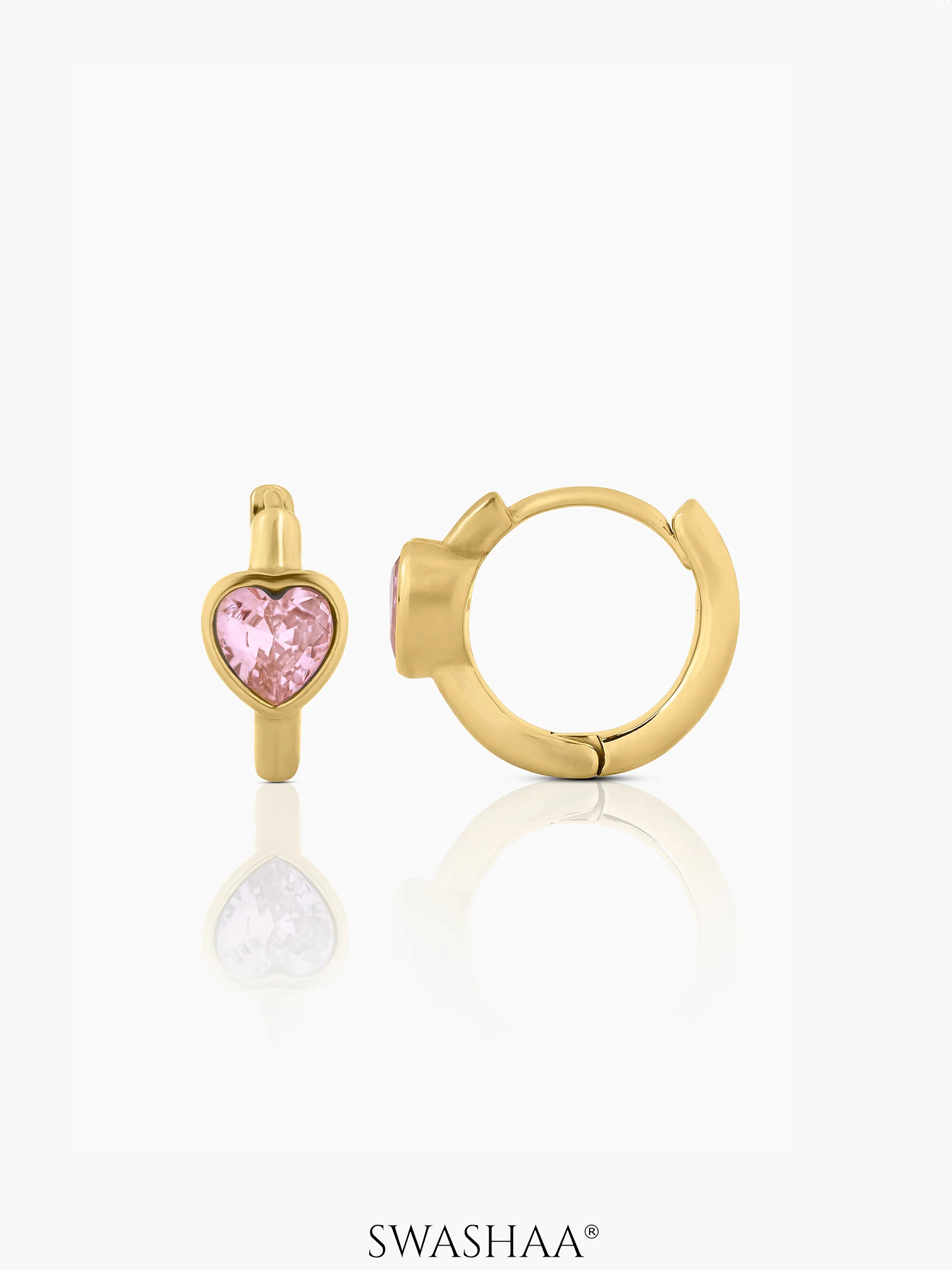 Pink Heart Kid's Hoop Earrings
