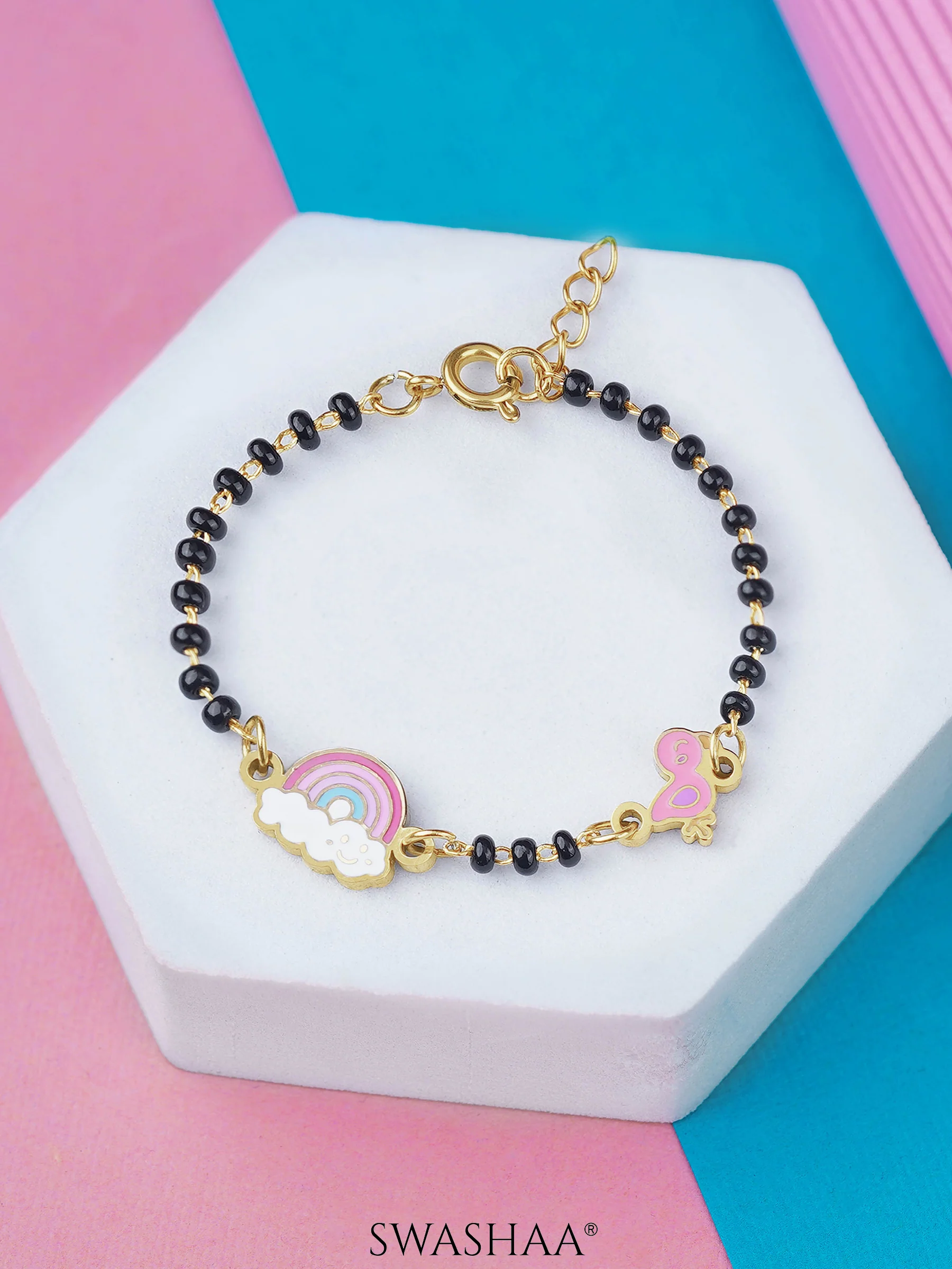 Rainbow Chirp 18K Gold Plated Kid's Nazariya Bracelet - Image 4