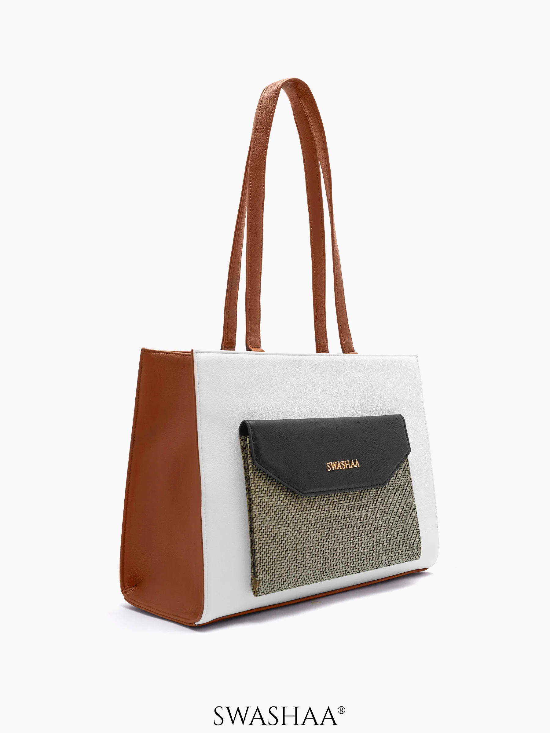 Reece Printed Front Pocket Leather Tote Bag - Image 5