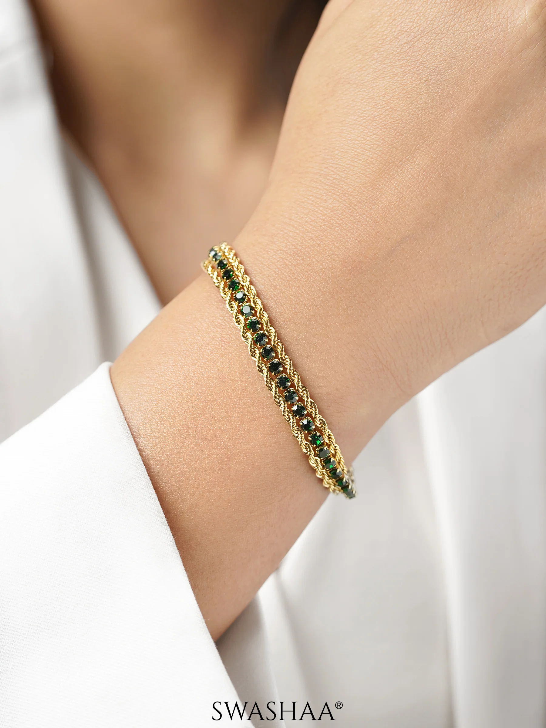 Reya Diamond Layered Rope 18K Gold Plated Bracelet - Image 2