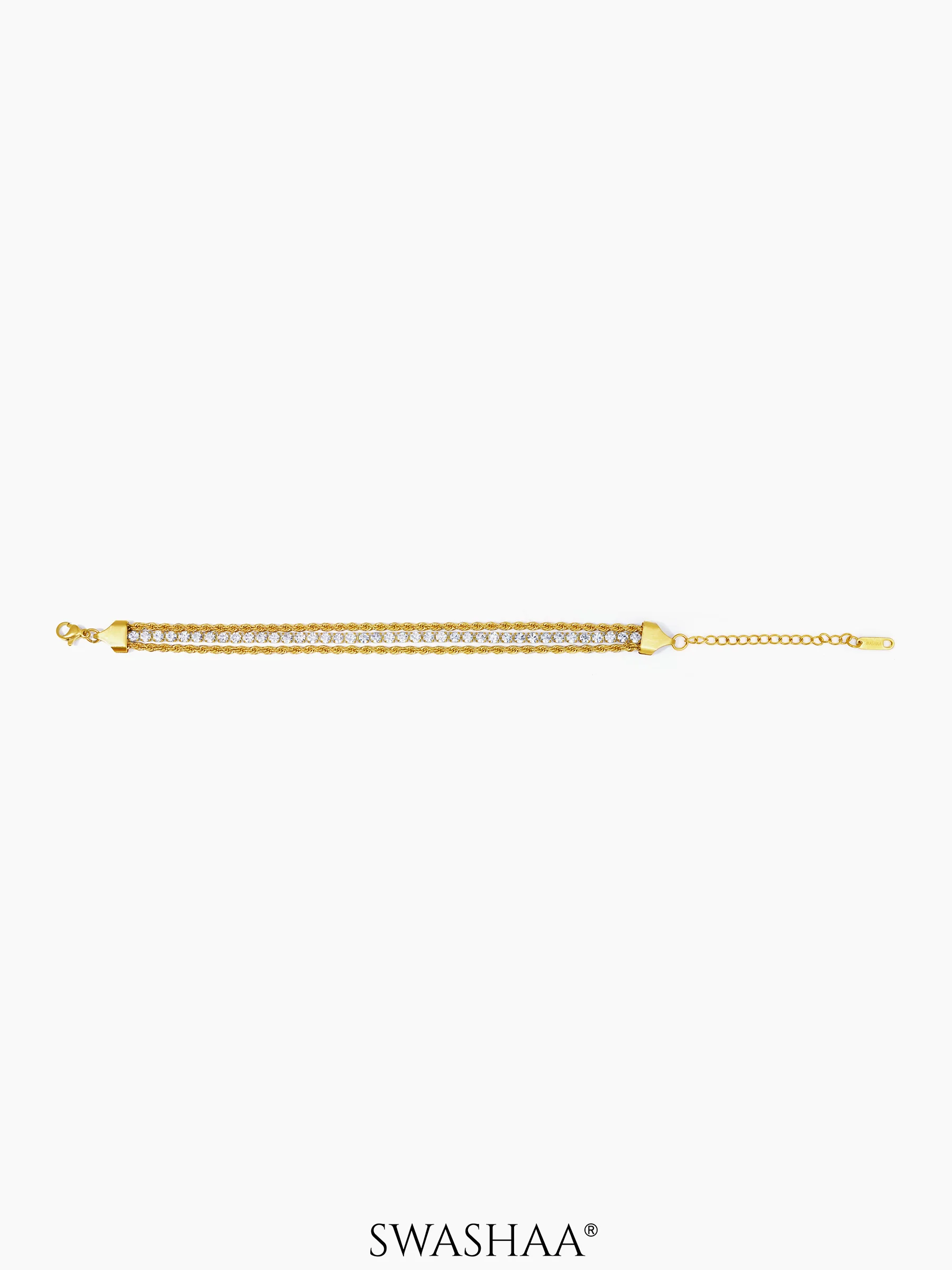 Reya Diamond Layered Rope 18K Gold Plated Bracelet - Image 4
