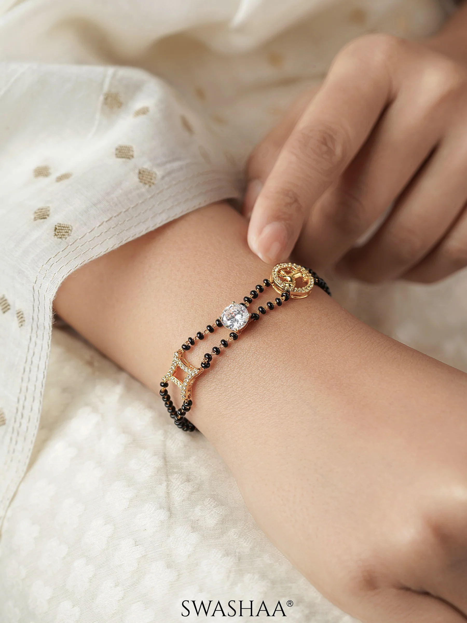 Samaa 18K Gold Plated Mangalsutra Bracelet - Image 3