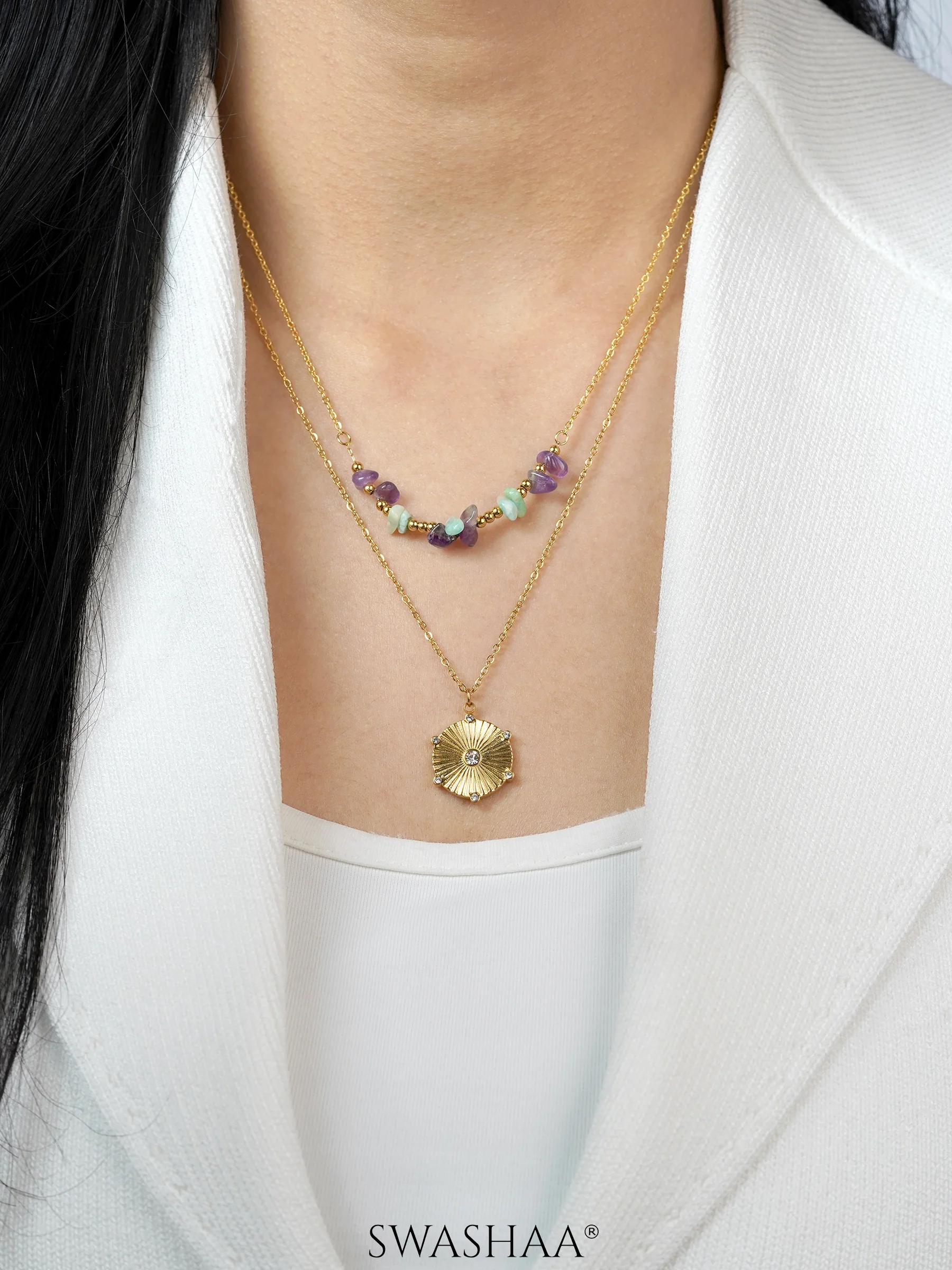 Serina Layered 18K Gold Plated Necklace - Image 2