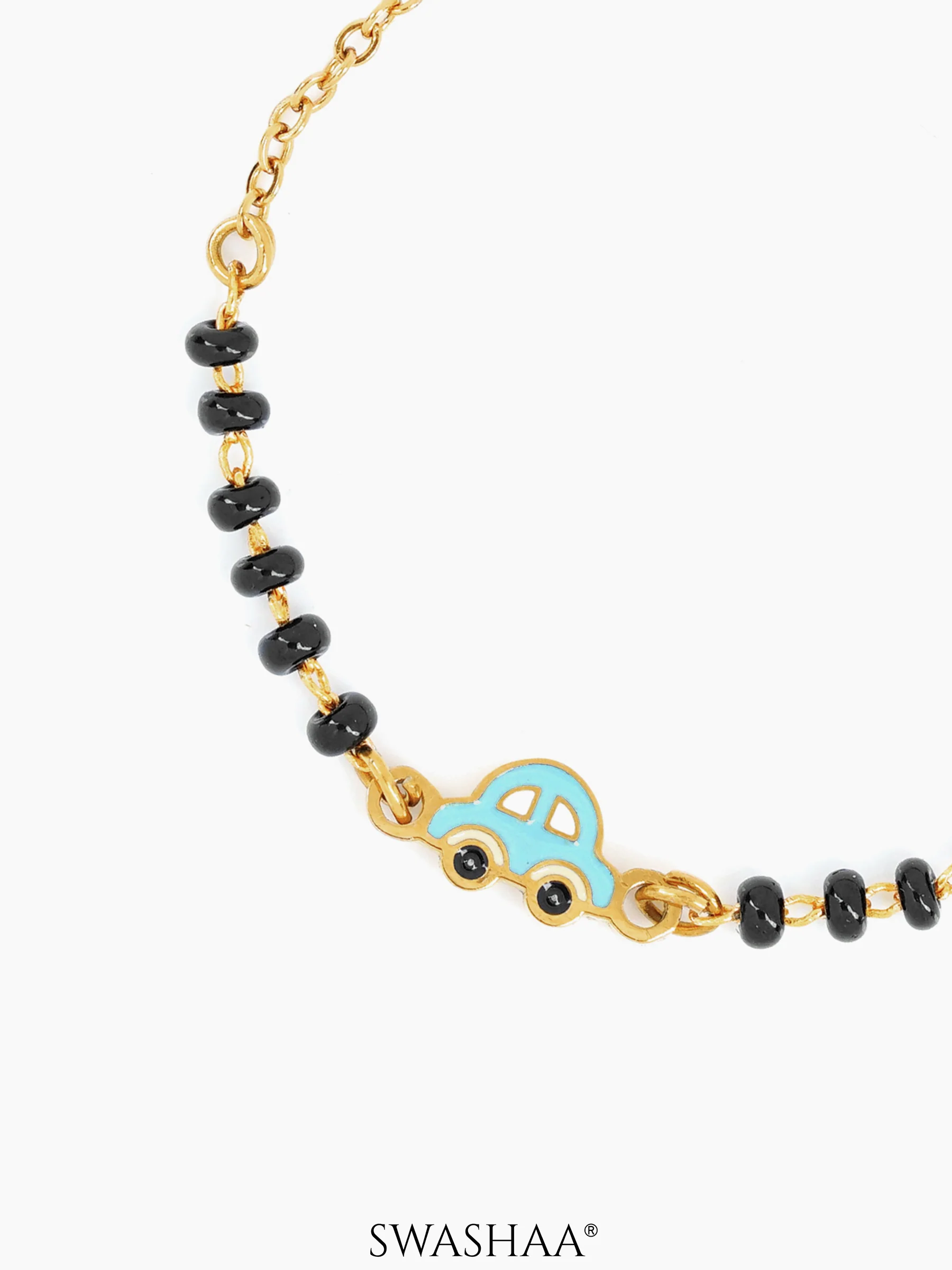 Tiny Wheels Car Charm 18K Gold Plated Kid's Nazariya Bracelet - Image 4