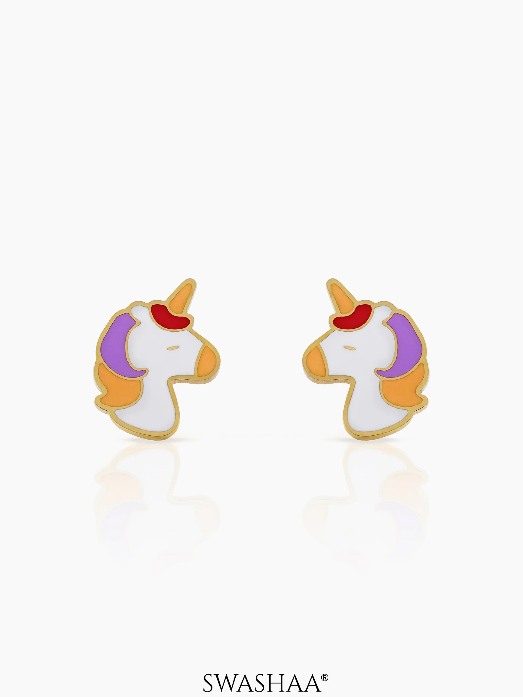 UniPop Unicorn 18K Gold Plated Kids Stud Earrings - Image 3