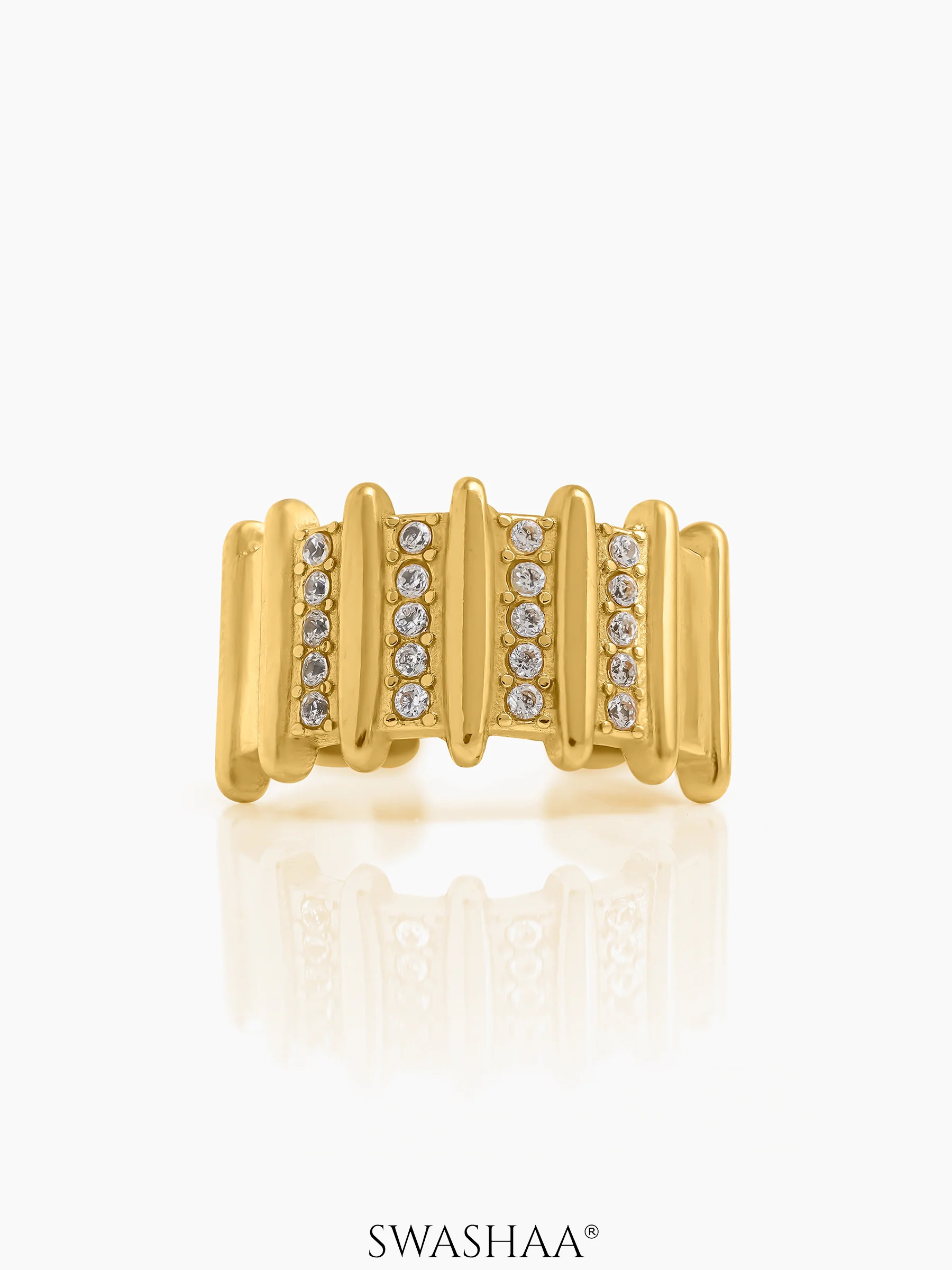 Zelina Ribbed Diamond Ring - Image 2